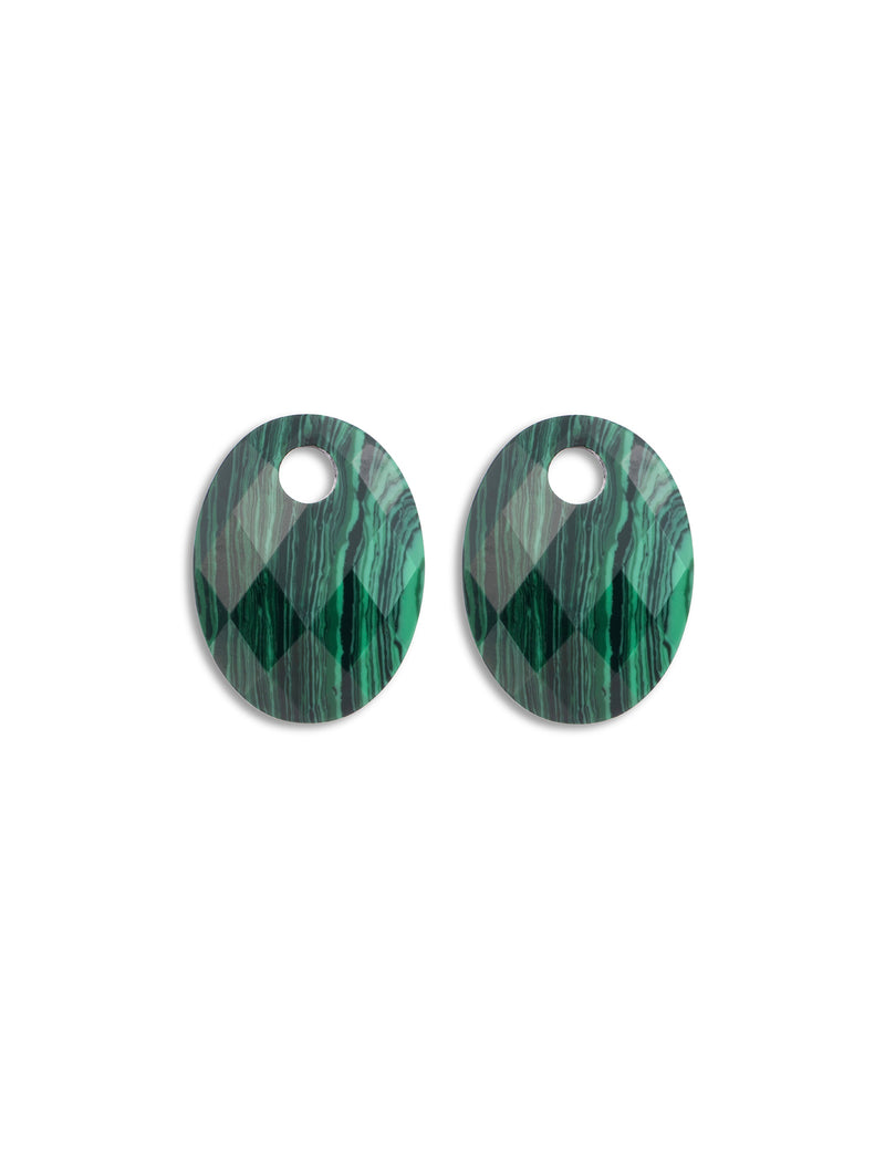 Oorbel Edelstenen Medium Oval Malachite - Oorbel Edelstenen Medium Oval Malachite
