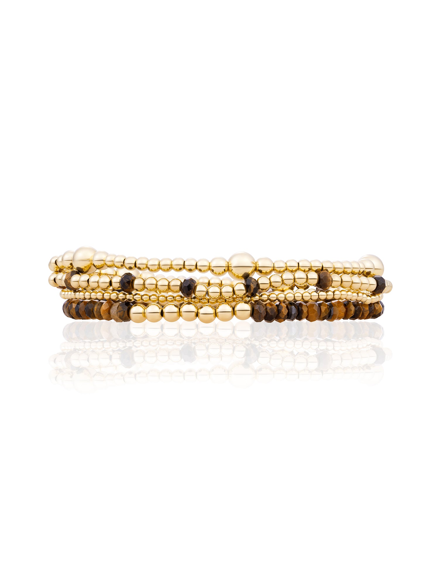 Tiger Eye Reverse Universe Bold Mix Armbanden Stack Goud Kleurig