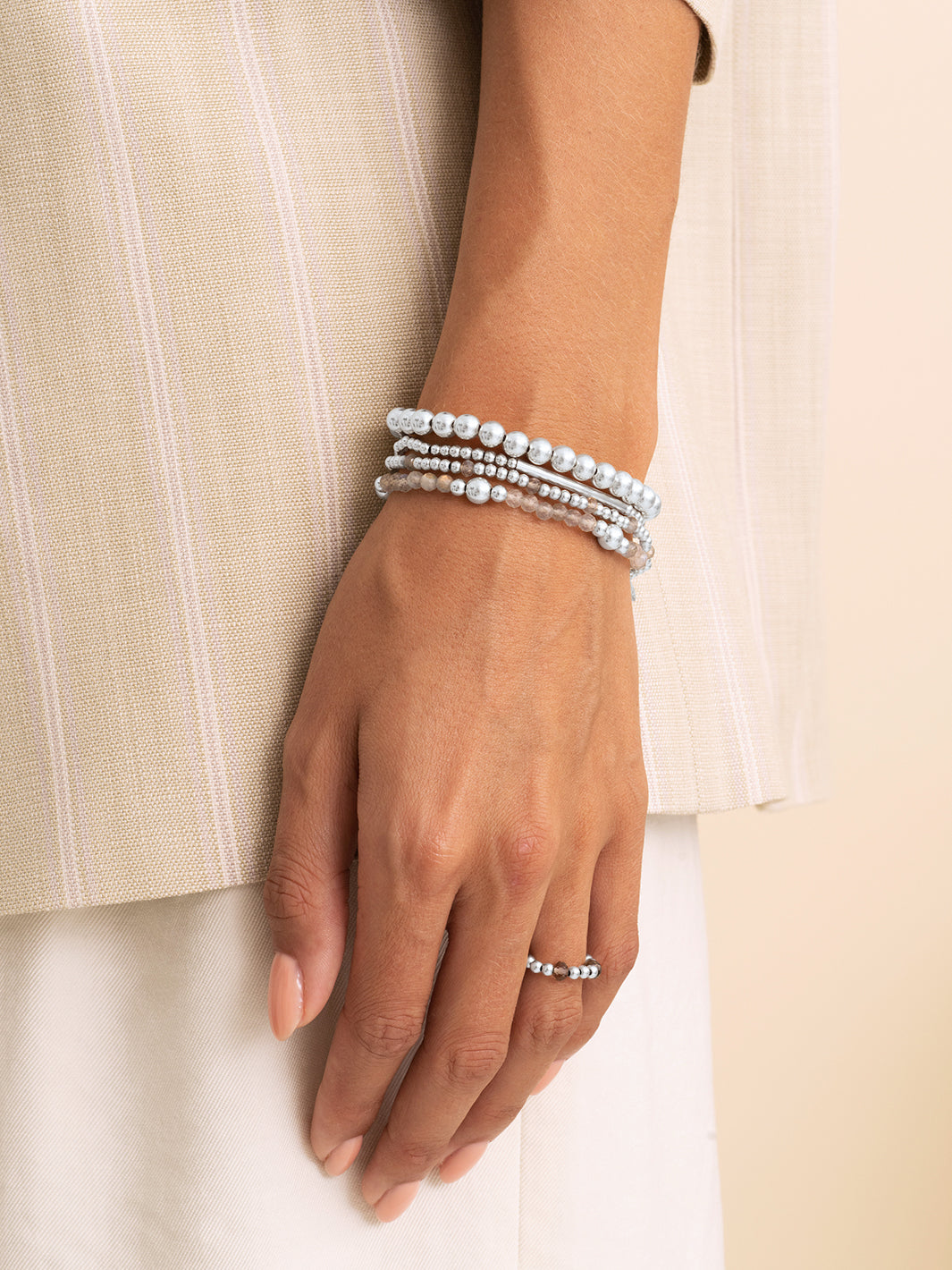 Labradorite Tube Bold Mix Armbanden Stack Zilver