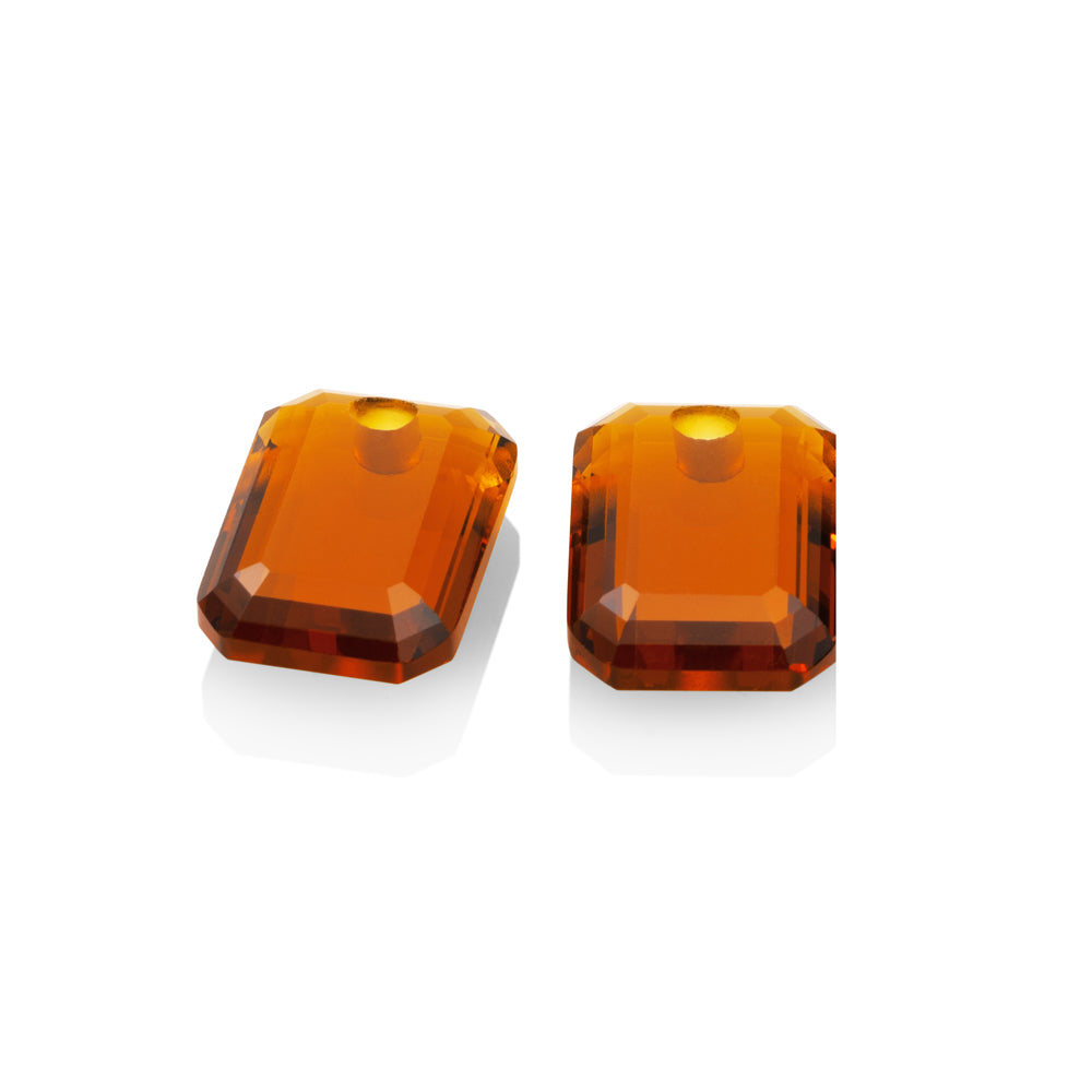 Oorbelhangers vierkant geslepen oranje citrine quartz edelstenen