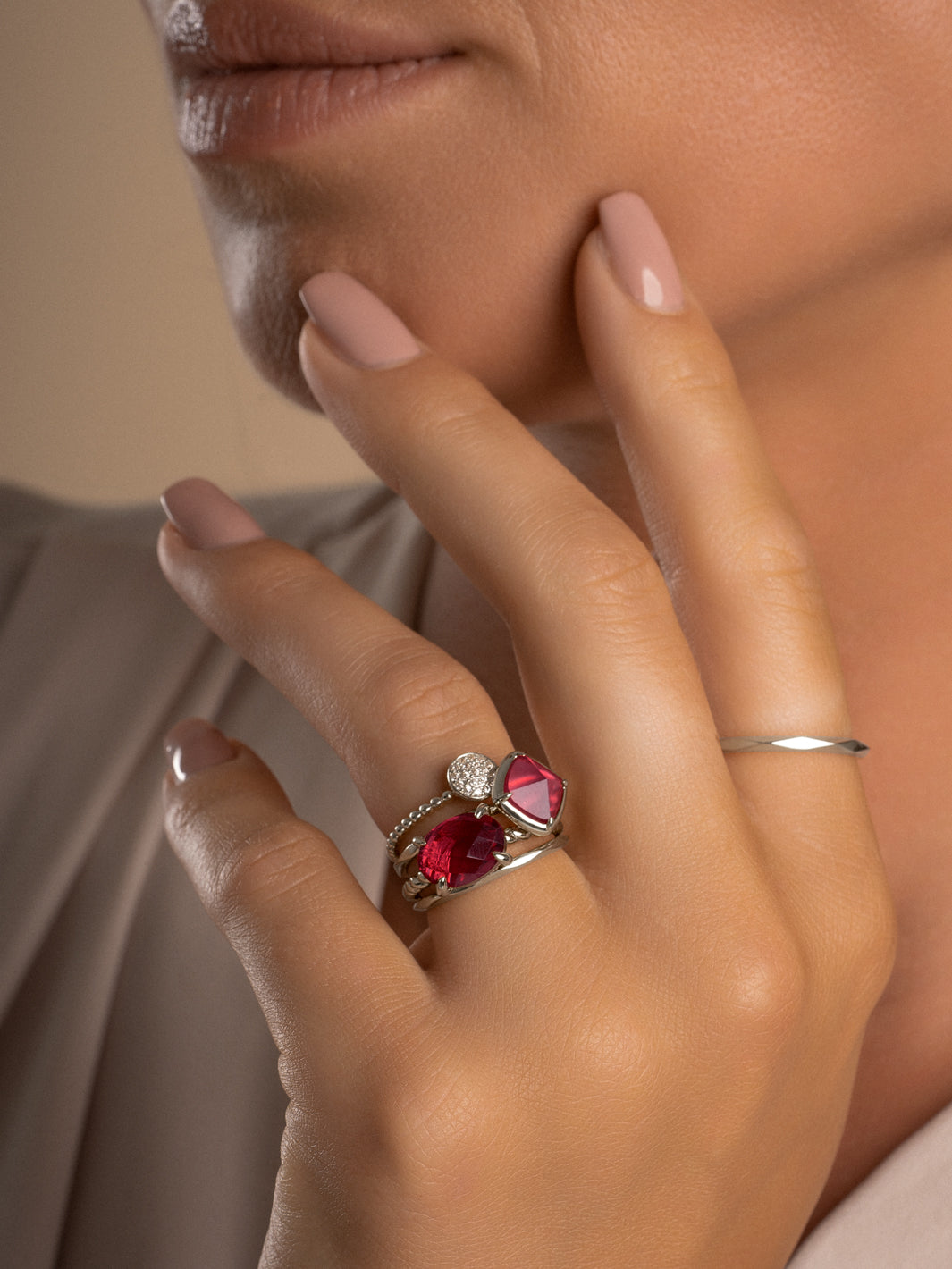 Twist Ring Fuchsia Quartz - Zilver