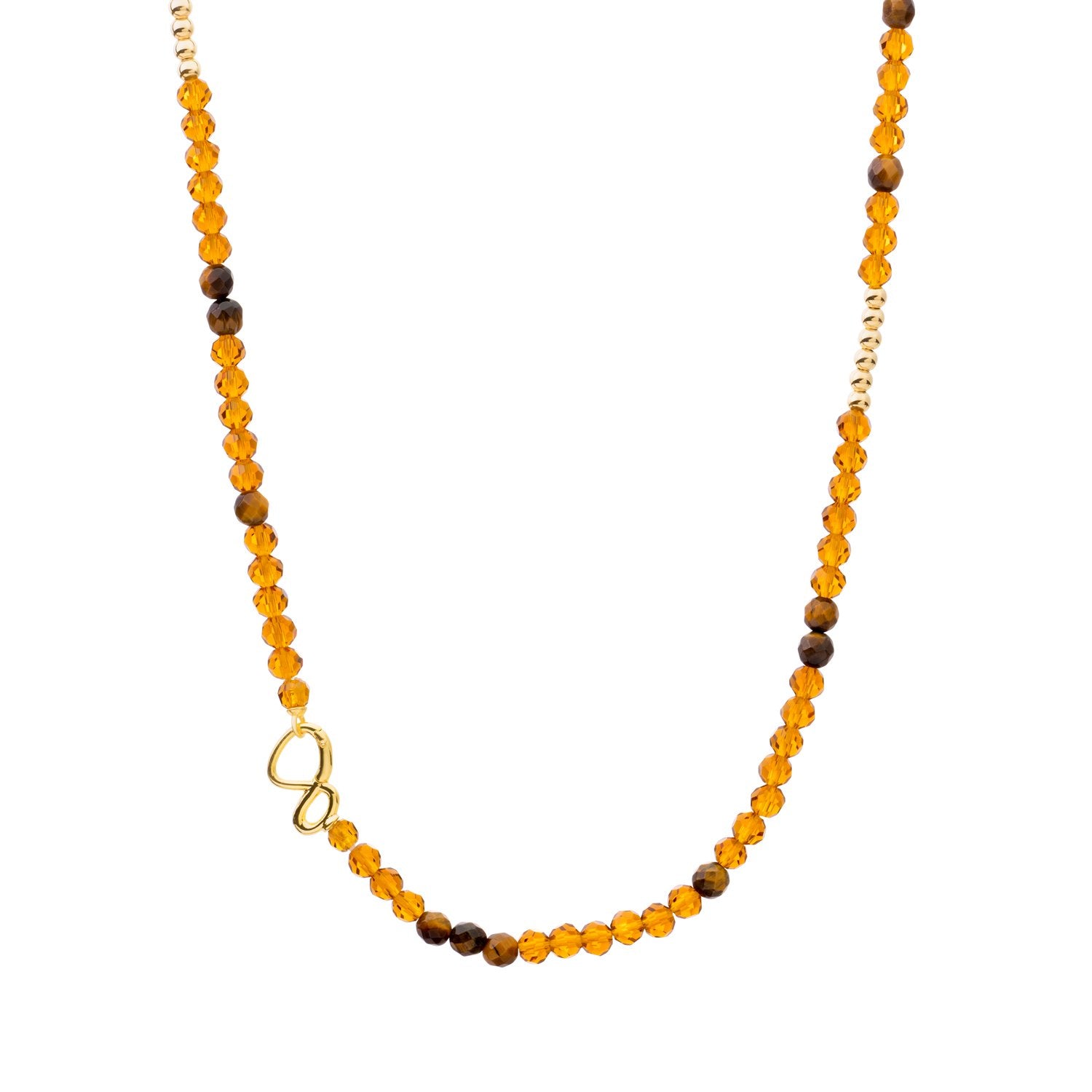 Link Ketting Citrine Quartz & Tiger Eye | Goudkleurig