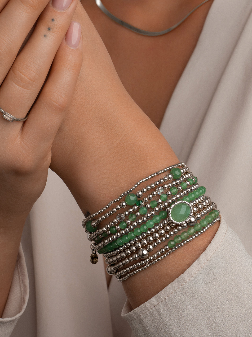 Armbandenset met groene aventurijn edelstenen van Sparkling