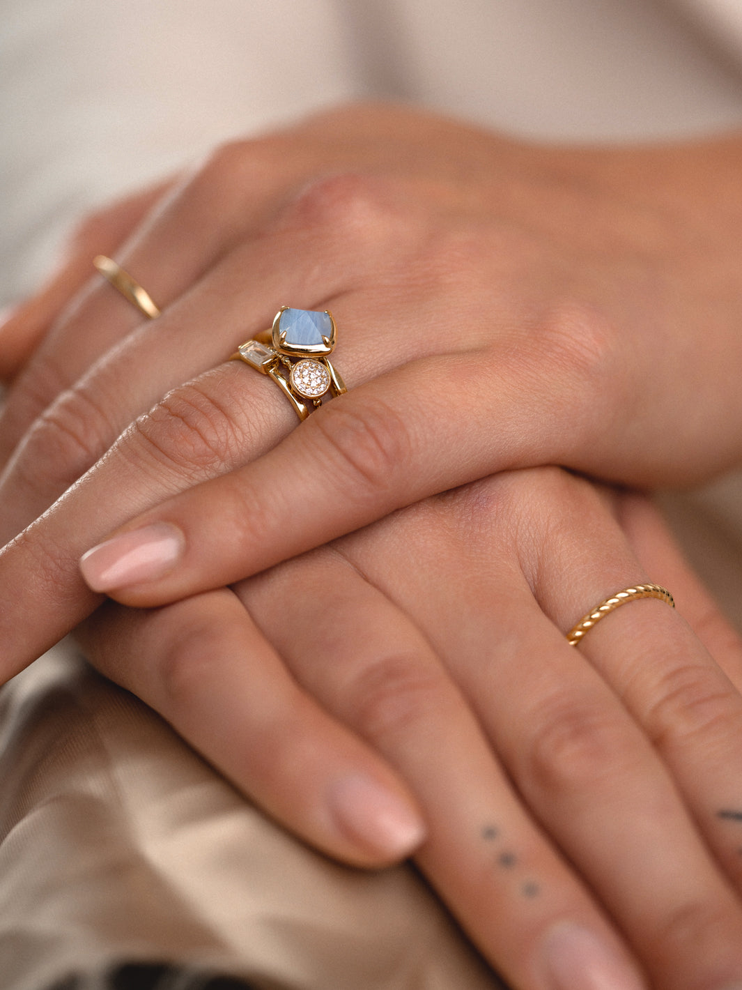 Edge Ring Blue Lace Agate | 9 karaat