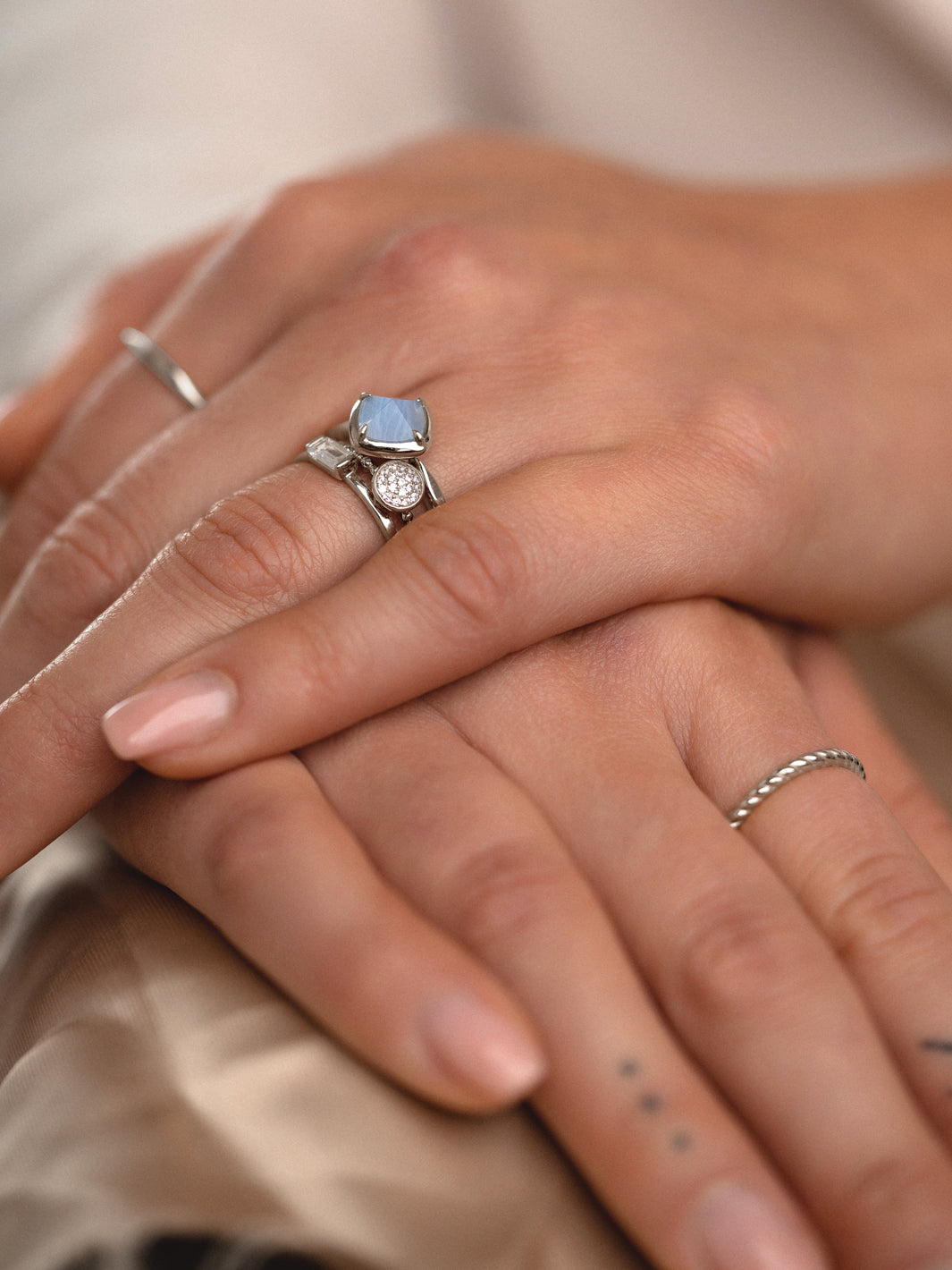 Edge Ring Blue Lace Agate | Zilver