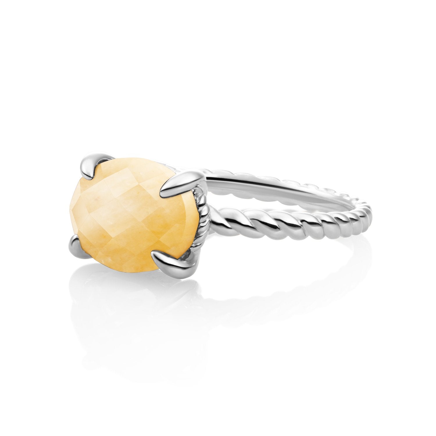 Twist Ring Yellow Jade - Zilver