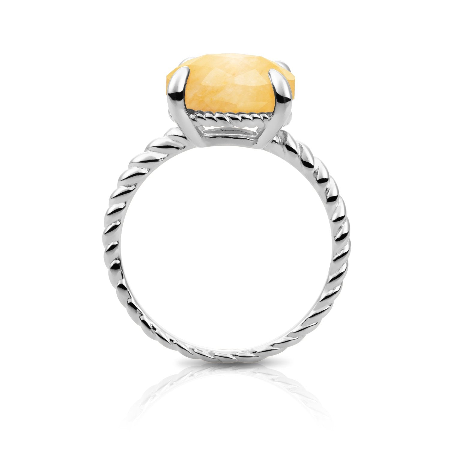Twist Ring Yellow Jade - Zilver
