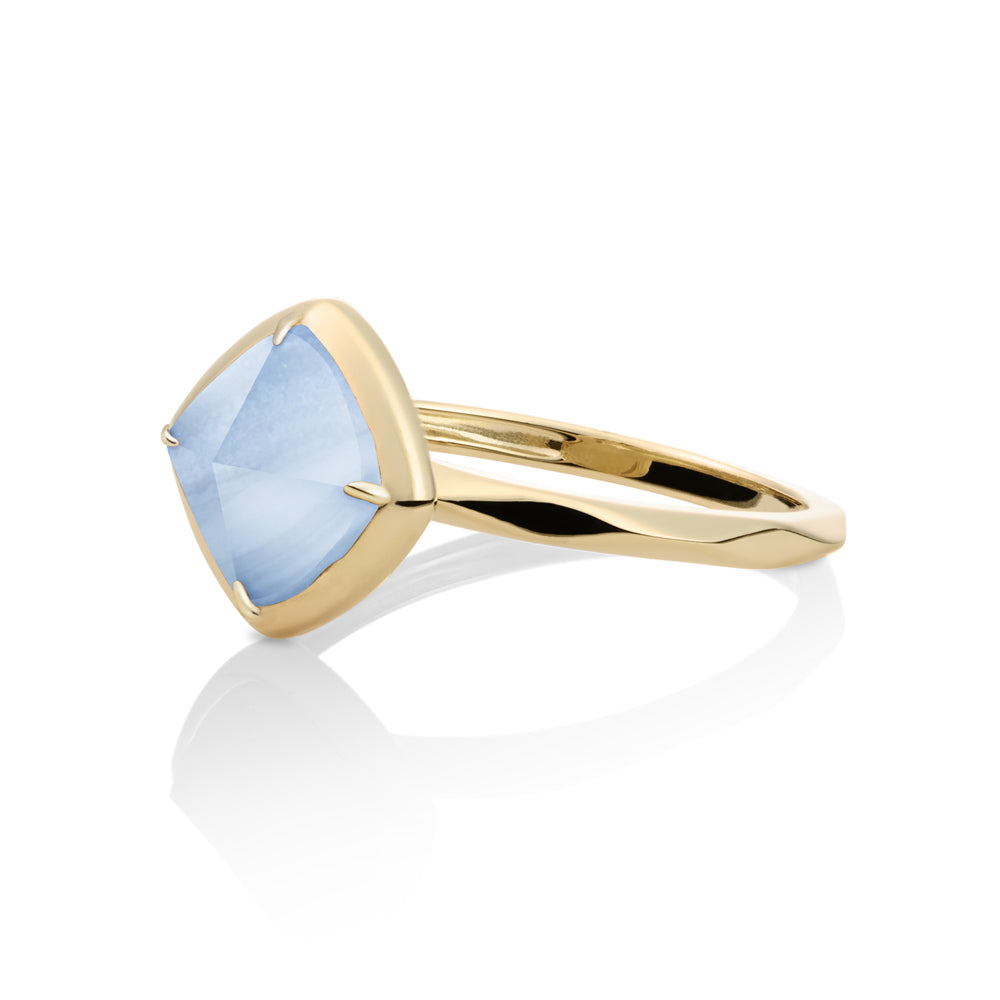 Edge Ring Blue Lace Agate | 9 karaat