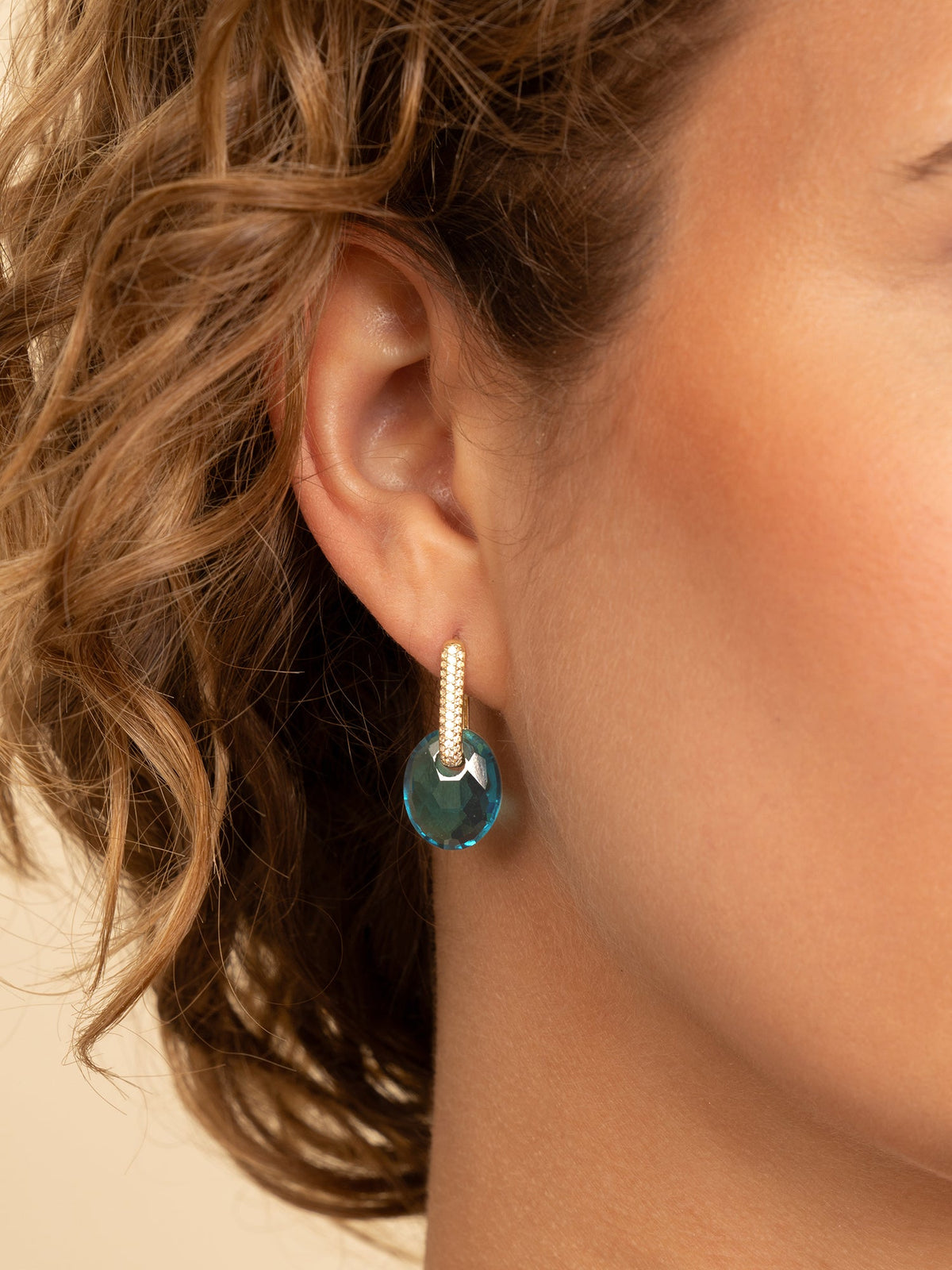 Oorbel Edelstenen Small Oval Turquoise Quartz - Oorbel Edelstenen Small Oval Turquoise Quartz