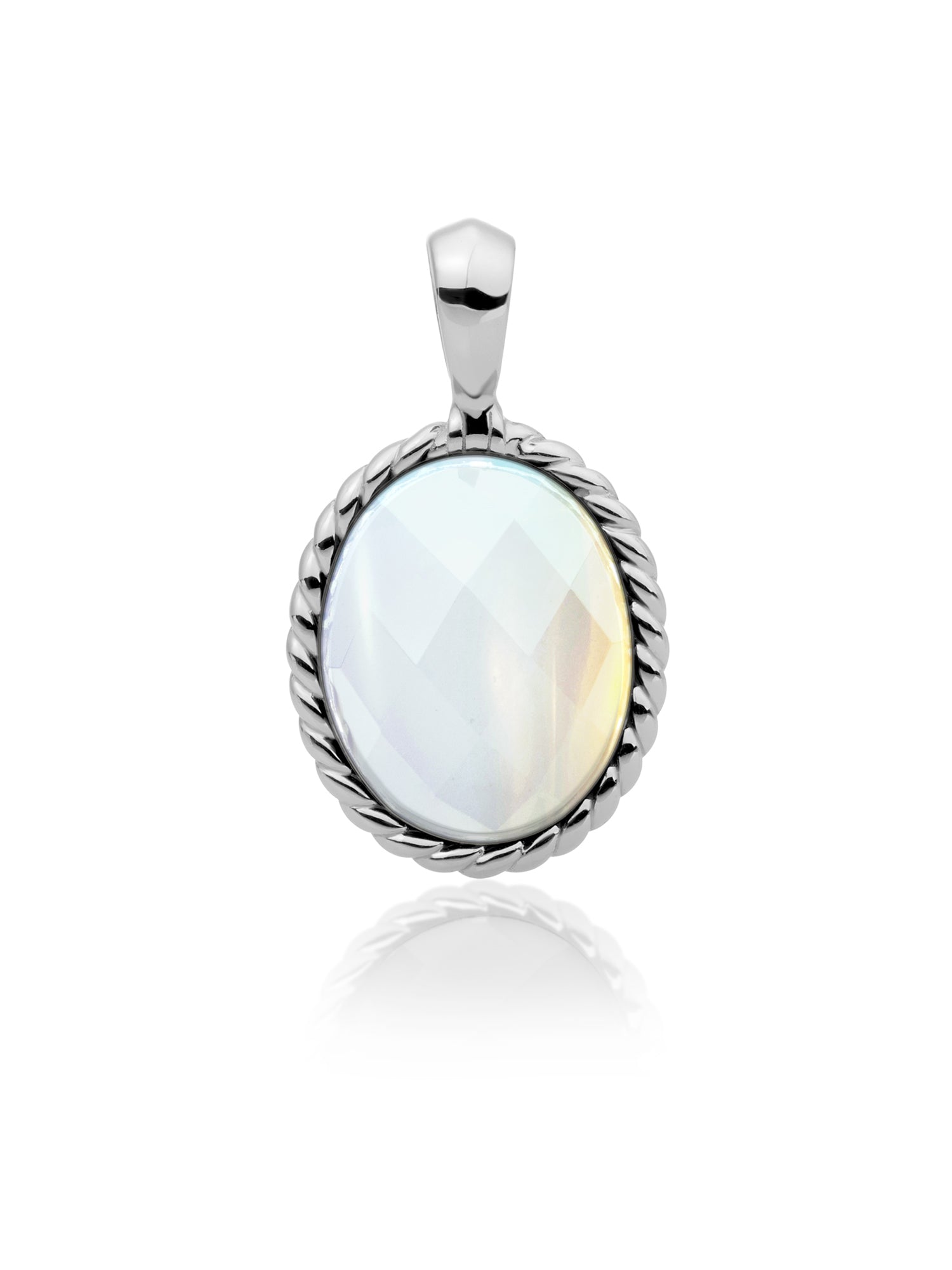 Twist Pendant Opalite - Rhodium Plated