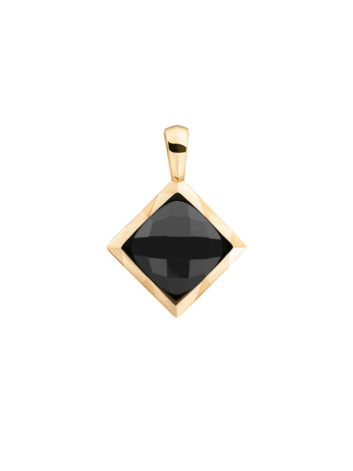 Cushion Cut Pendant Onyx - Gold Plated