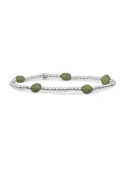 Cushion Cut Armband Lime Jade - Rhodium Plated