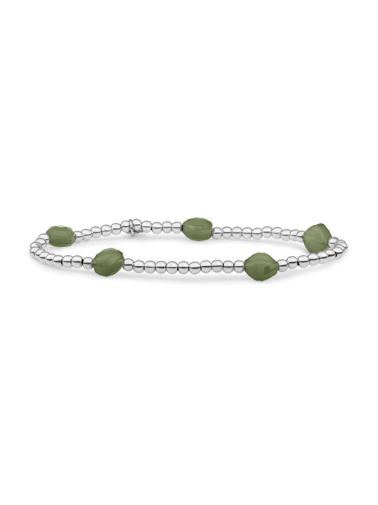 Cushion Cut Armband Lime Jade - Rhodium Plated