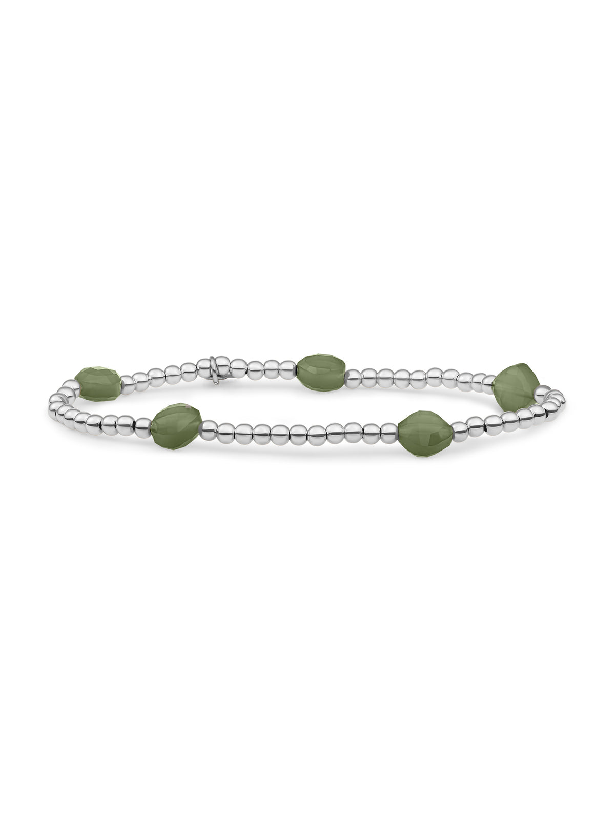 Cushion Cut Armband Lime Jade - Rhodium Plated