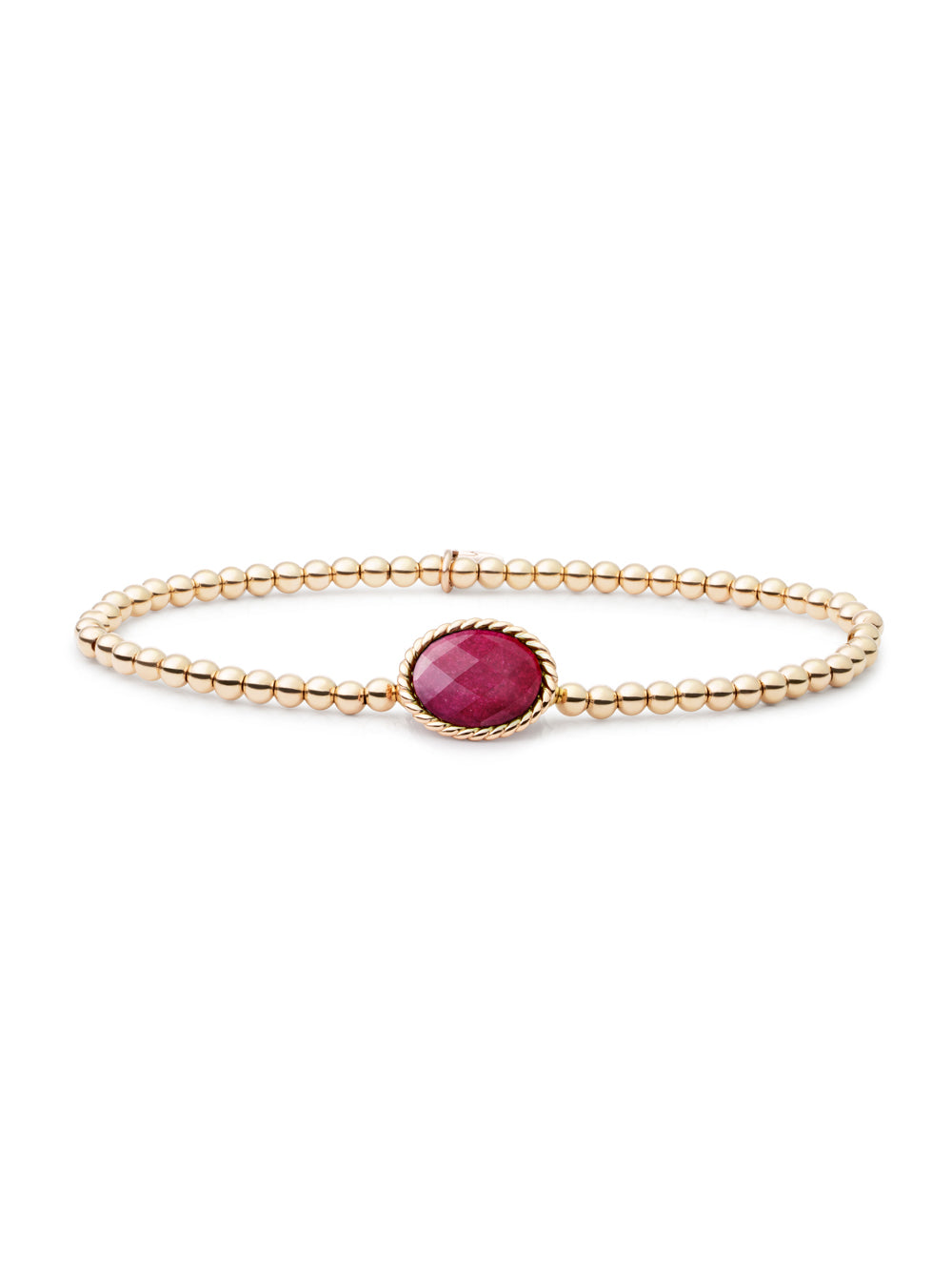 Twist Armband Fuchsia Jade - Gold Plated