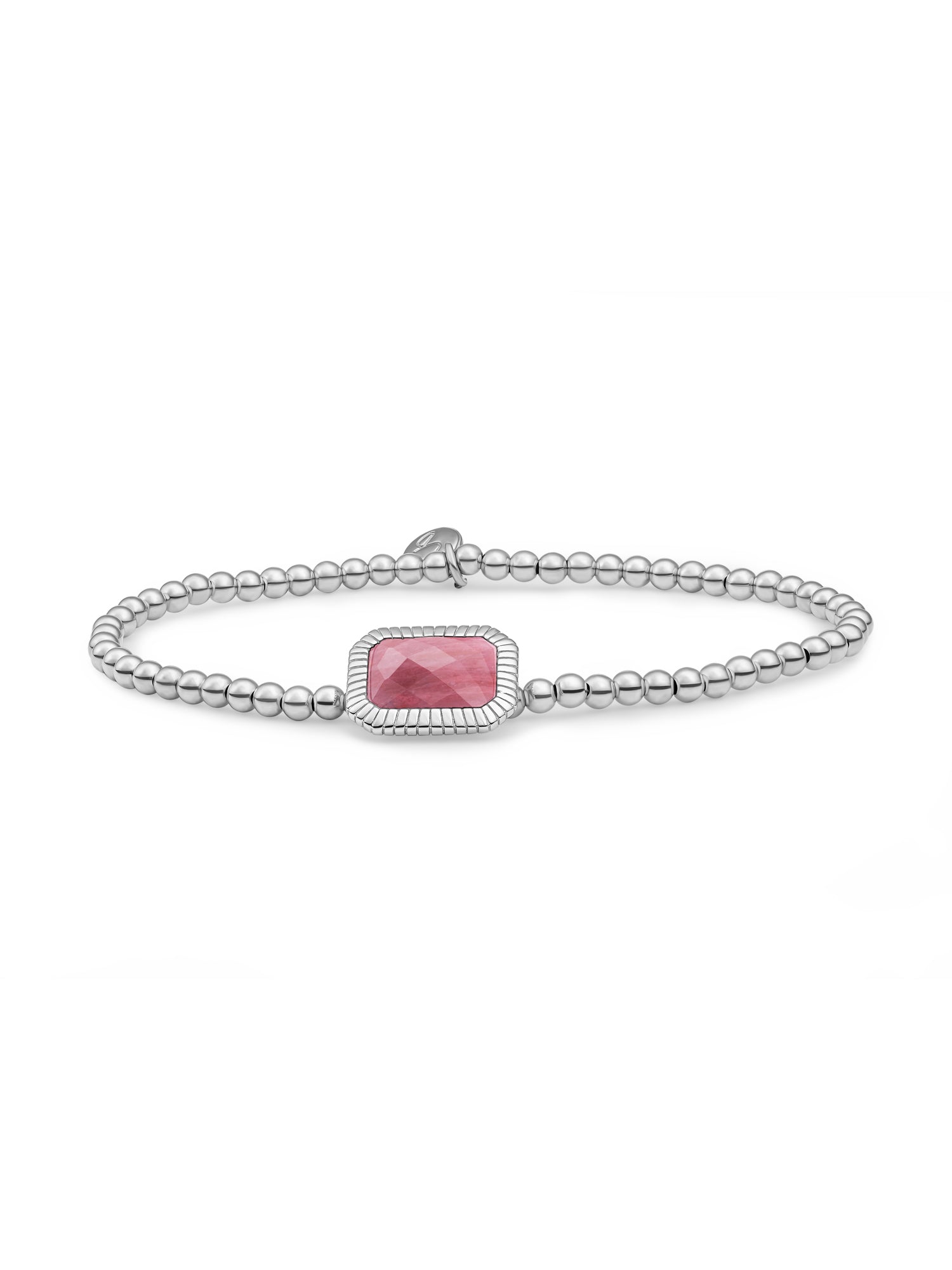 Baguette Armband Pink Rhodonite - Rhodium Plated