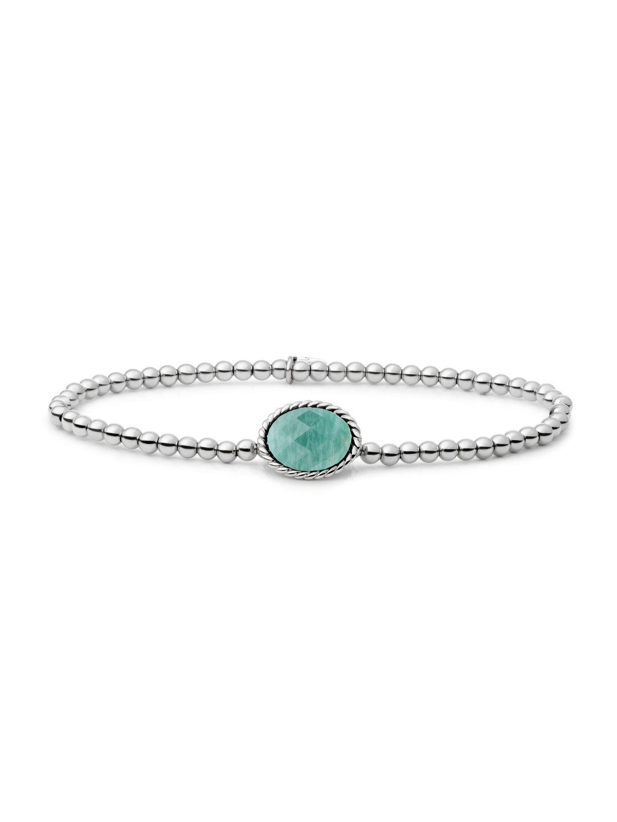 Twist Armband Rich Green Amazonite - Rhodium Plated