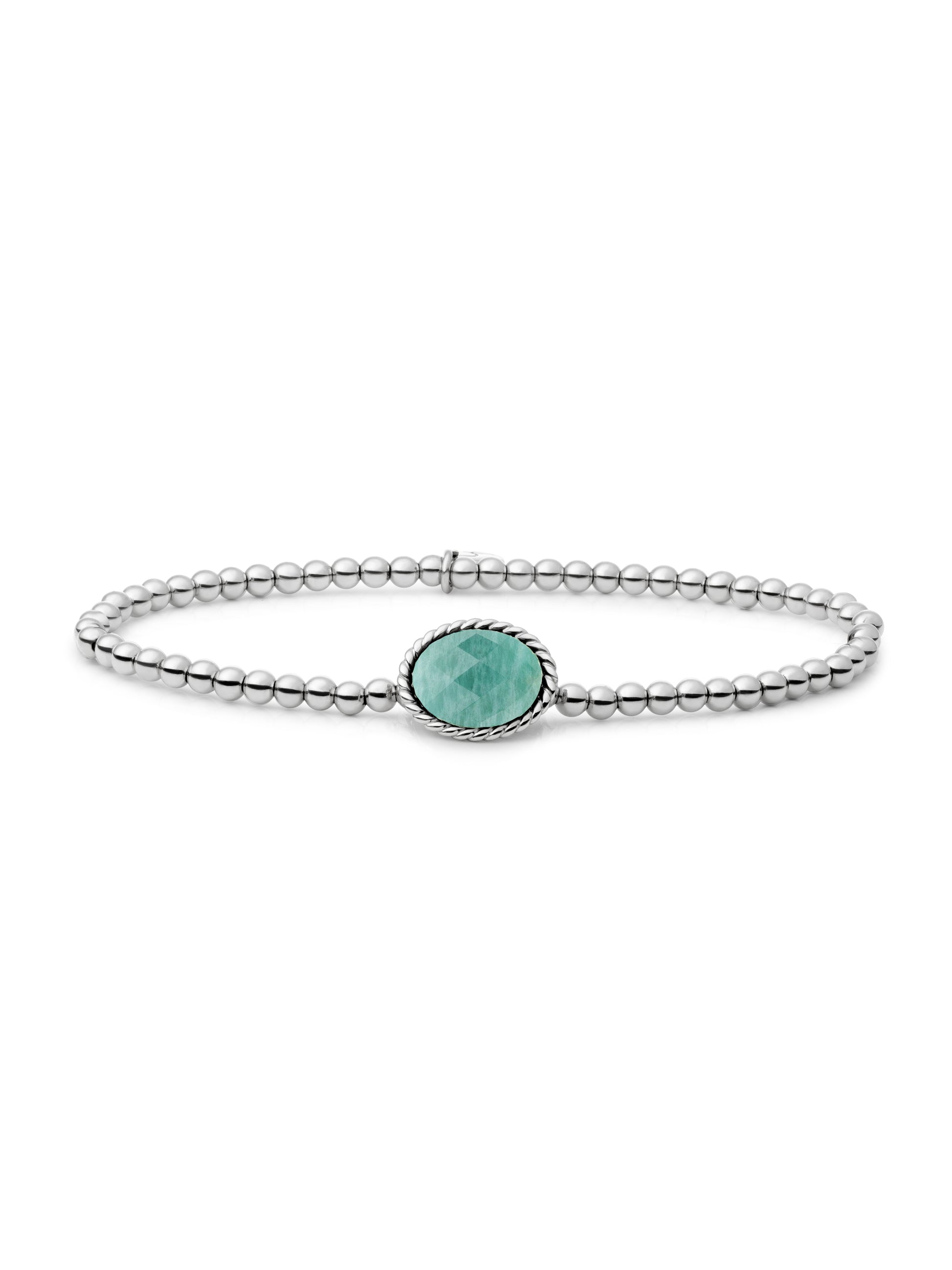 Twist Armband Rich Green Amazonite - Rhodium Plated