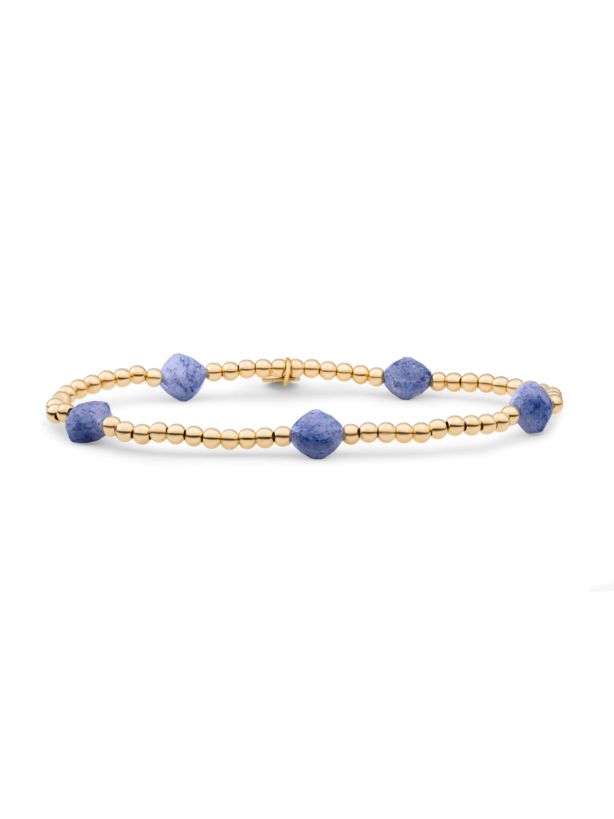 Cushion Cut Armband Blue Aventurine - Gold Plated