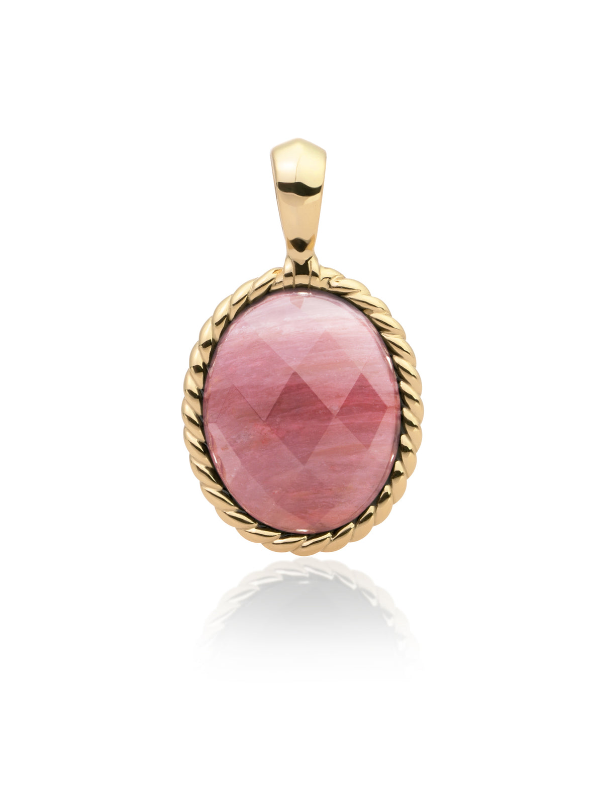 Twist Pendant Pink Rhodonite - Gold Plated