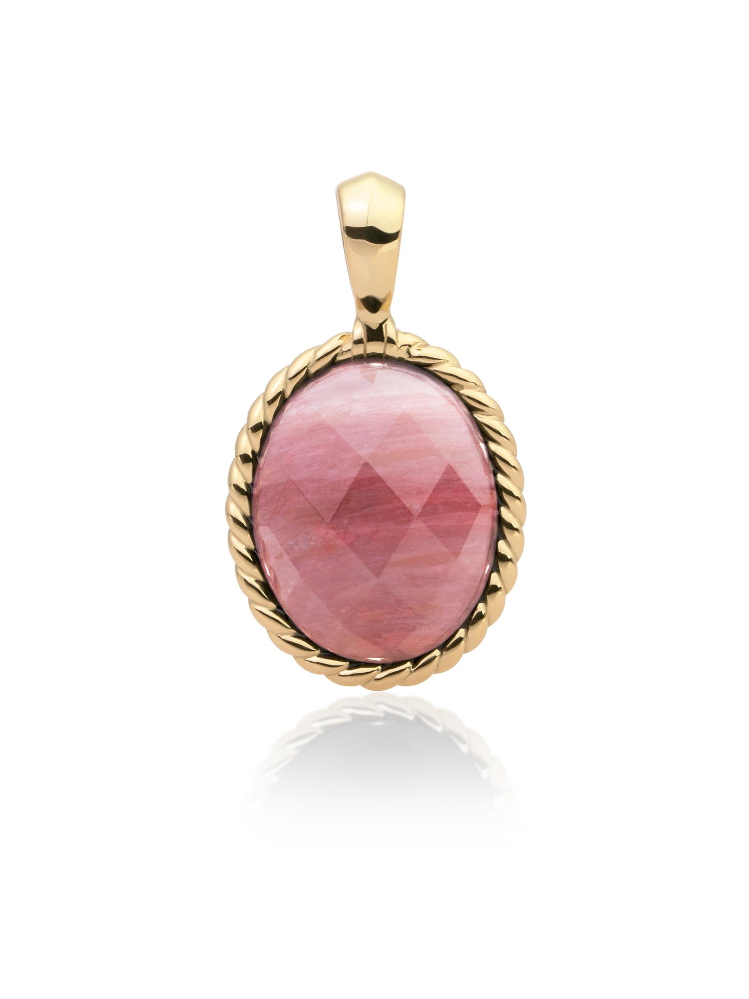 Twist Pendant Pink Rhodonite - Gold Plated
