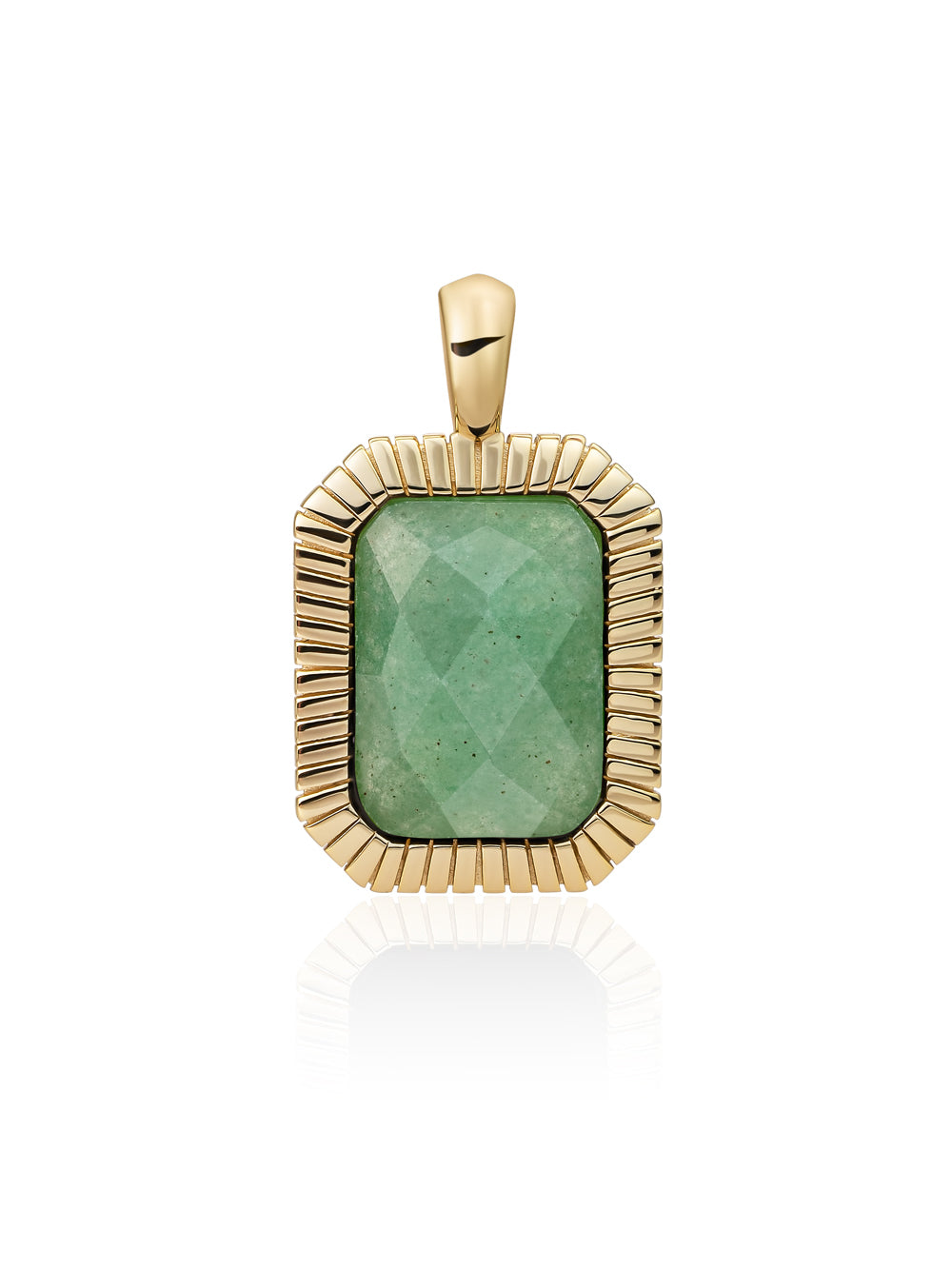Baguette Pendant Green Aventurine - Gold Plated