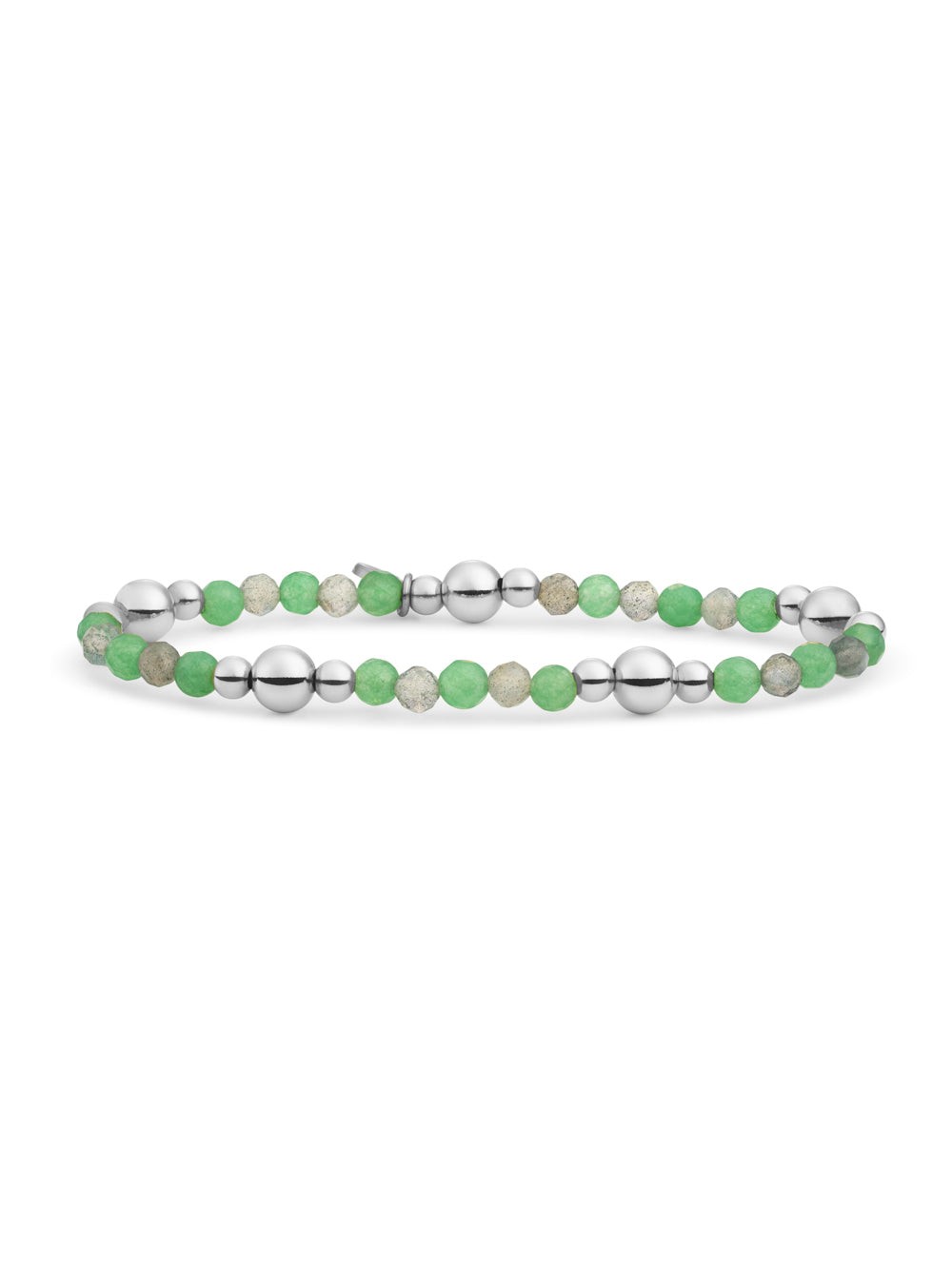 Bold Mix Armband Green Aventurine | Labradorite - Rhodium Plated