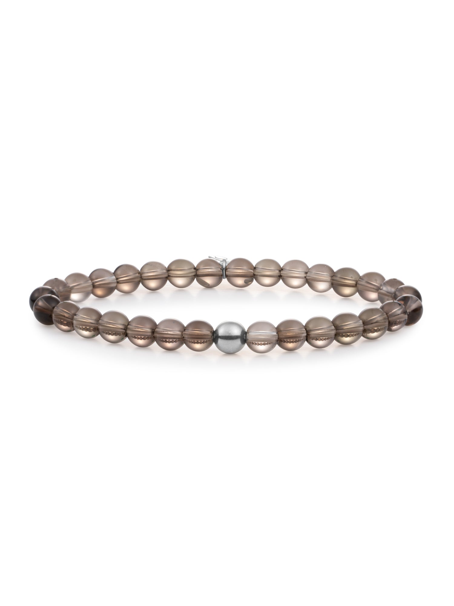 Saturn Armband Large Smoky Quartz - Rhodium Plated