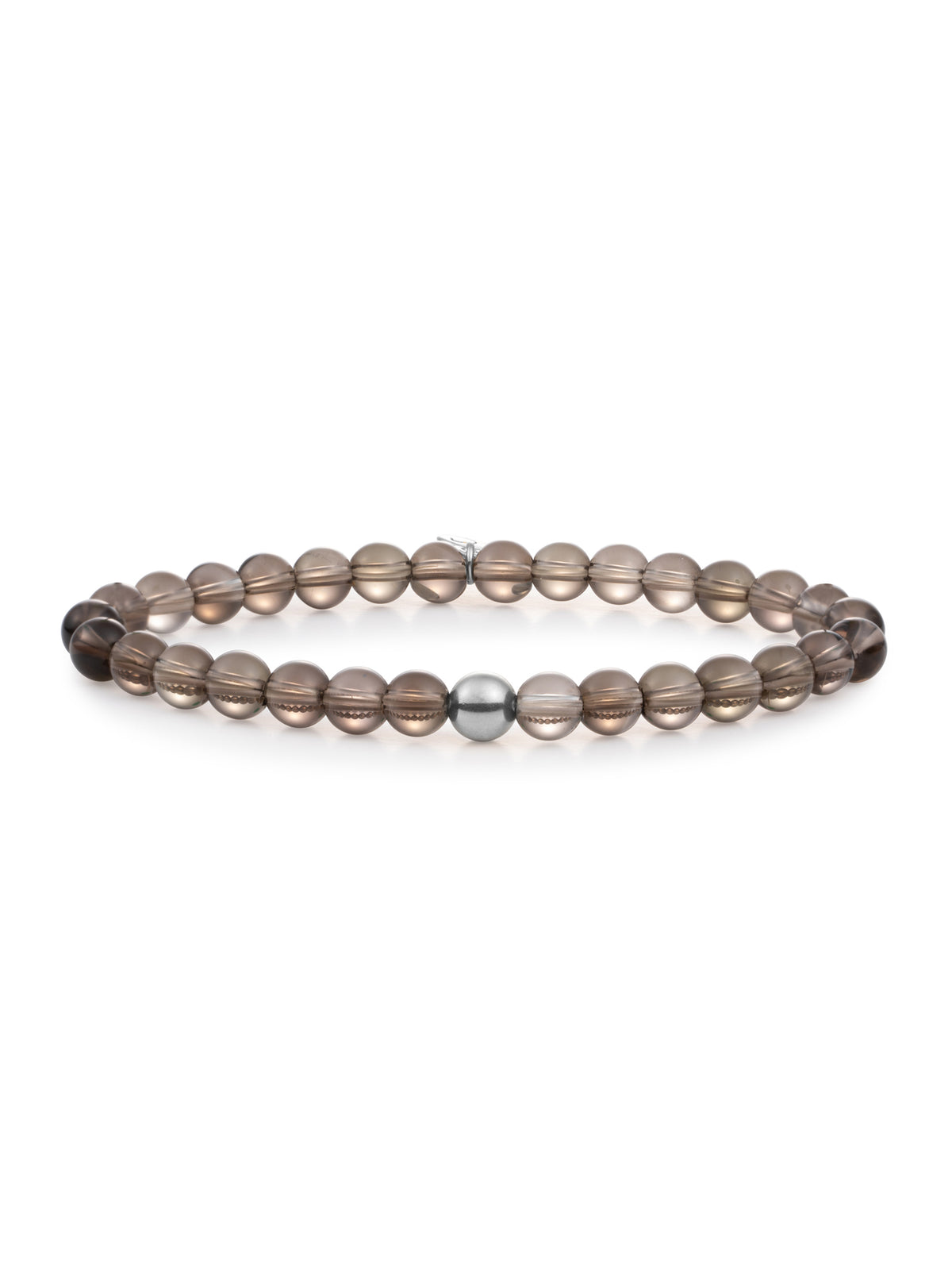 Saturn Armband Large Smoky Quartz - Rhodium Plated