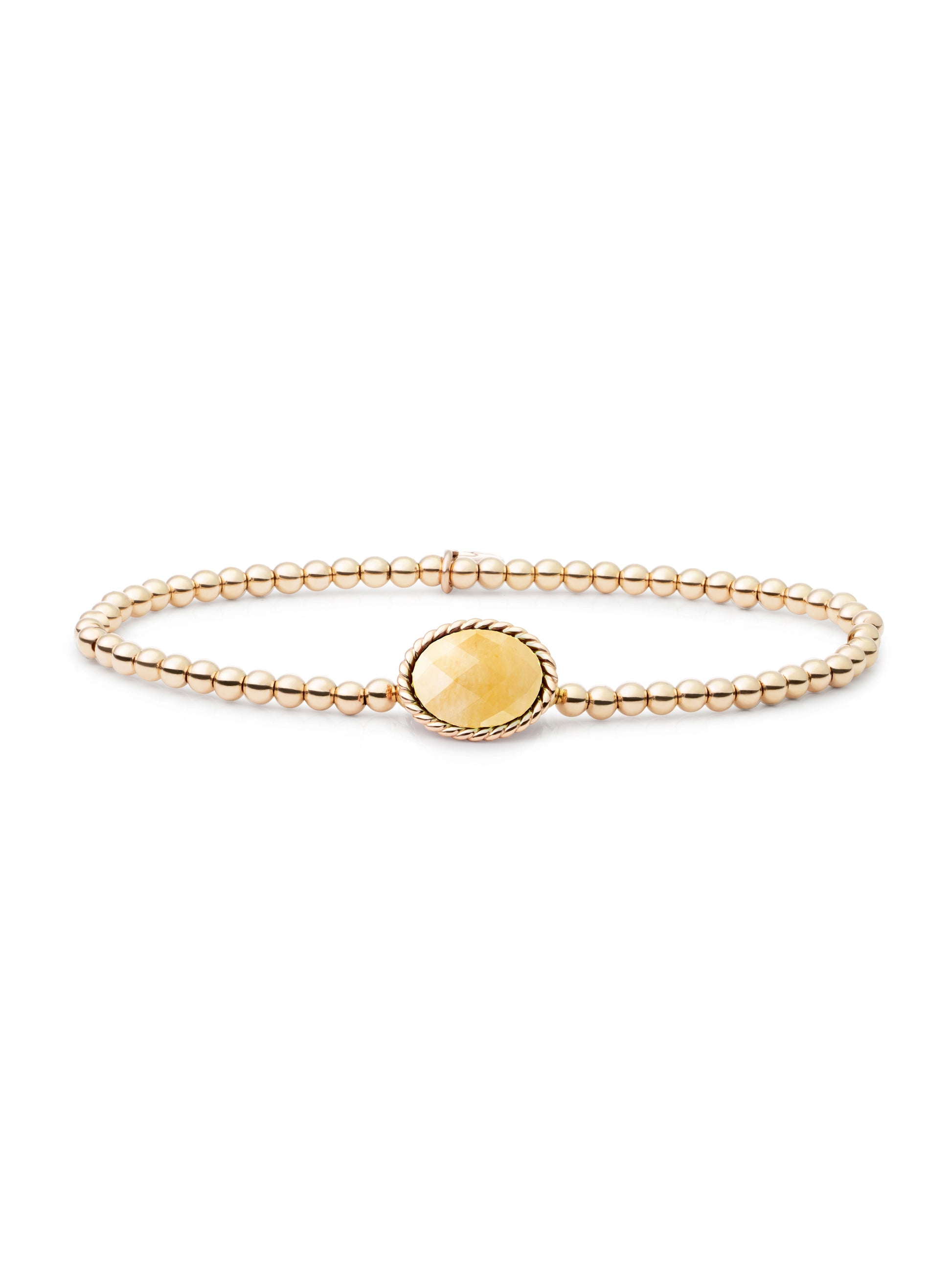 Twist Armband Yellow Jade - Gold Plated