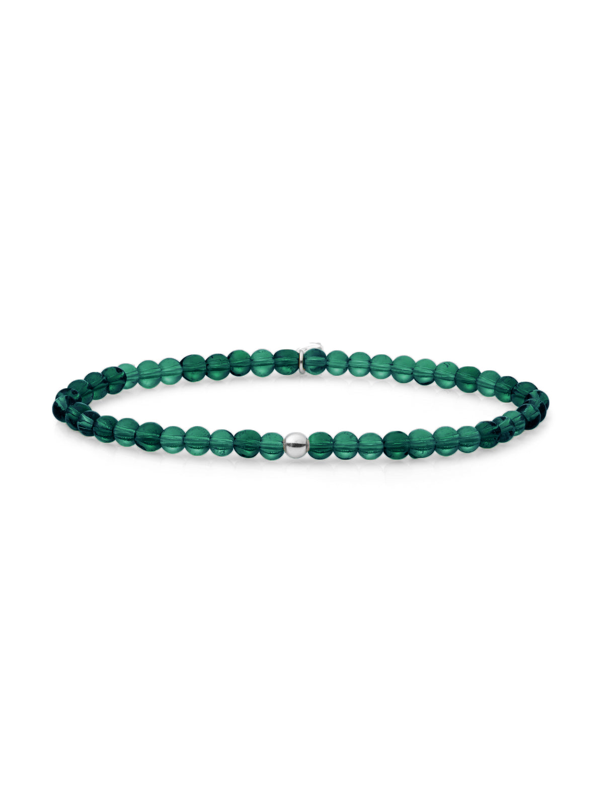 Saturn Armband Small Petrol Green Quartz - Rhodium Plated