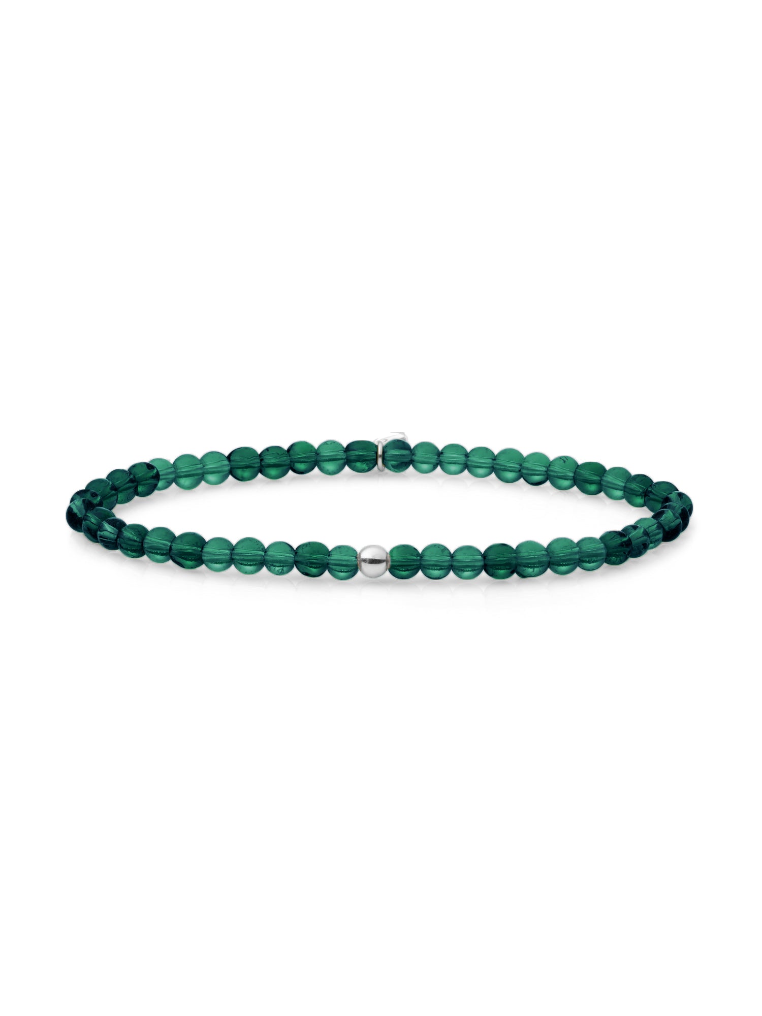 Saturn Armband Small Petrol Green Quartz - Rhodium Plated