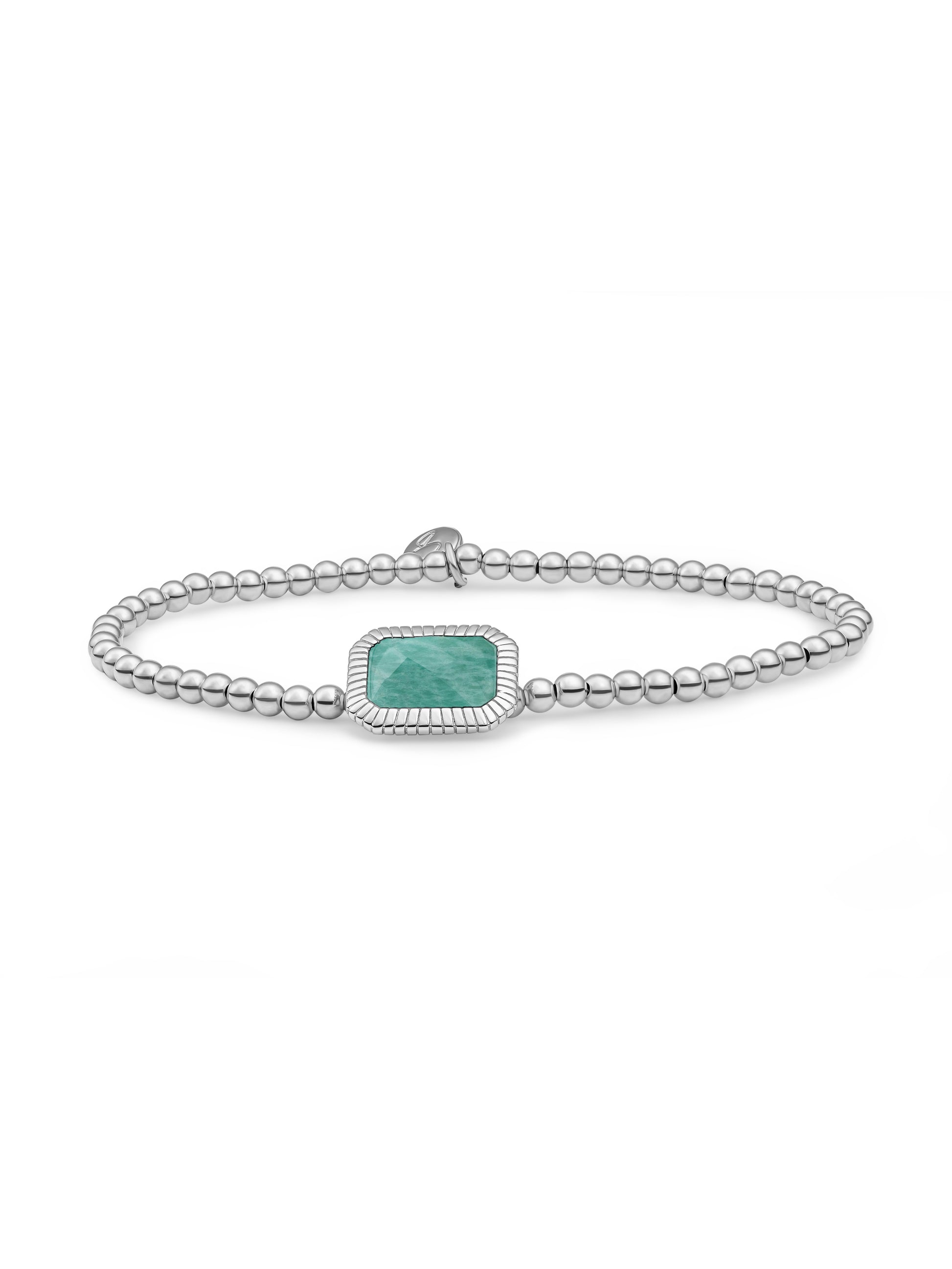 Baguette Armband Rich Green Amazonite - Rhodium Plated