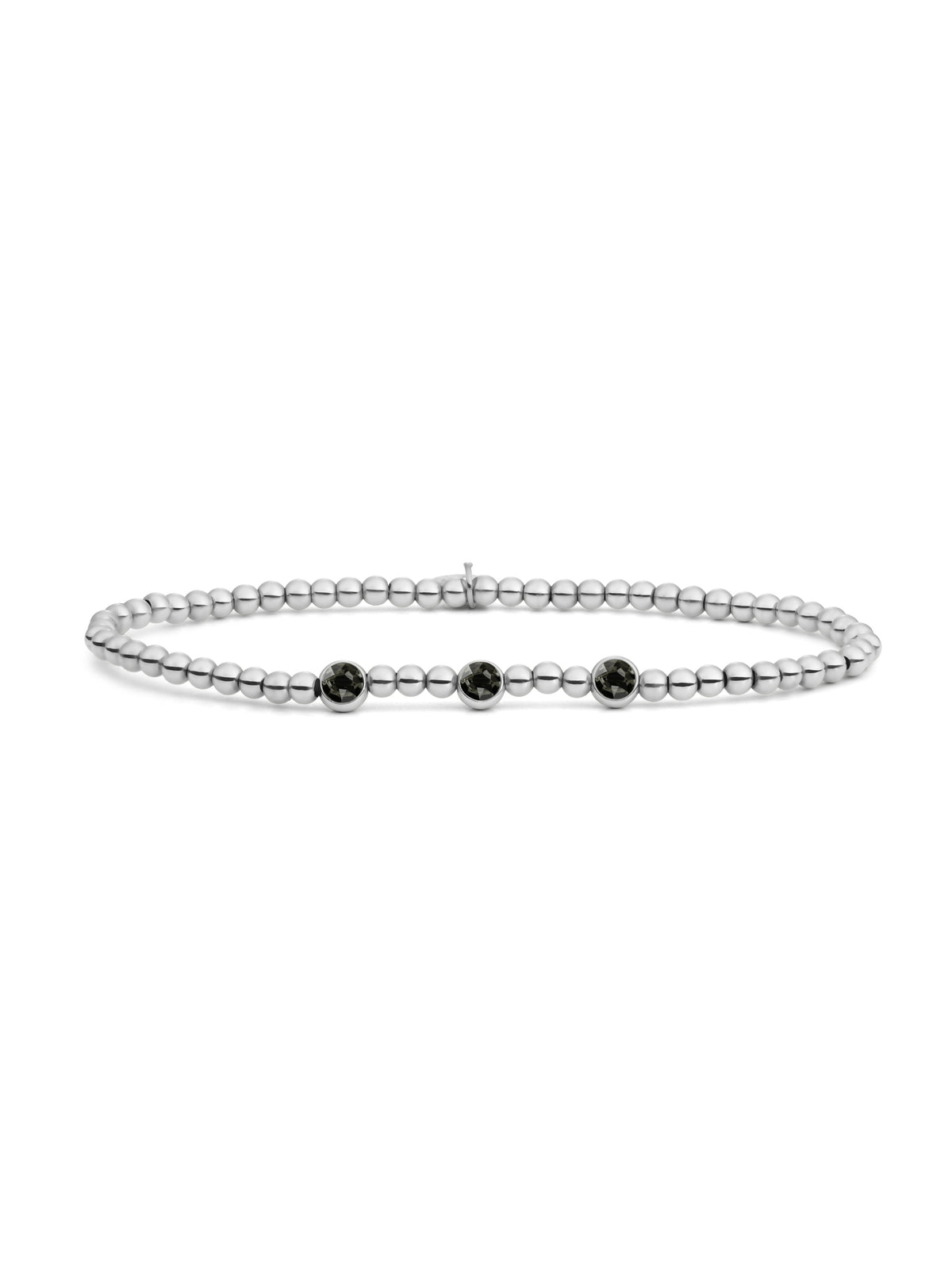 Zirconia Armband Zwart - Rhodium Plated