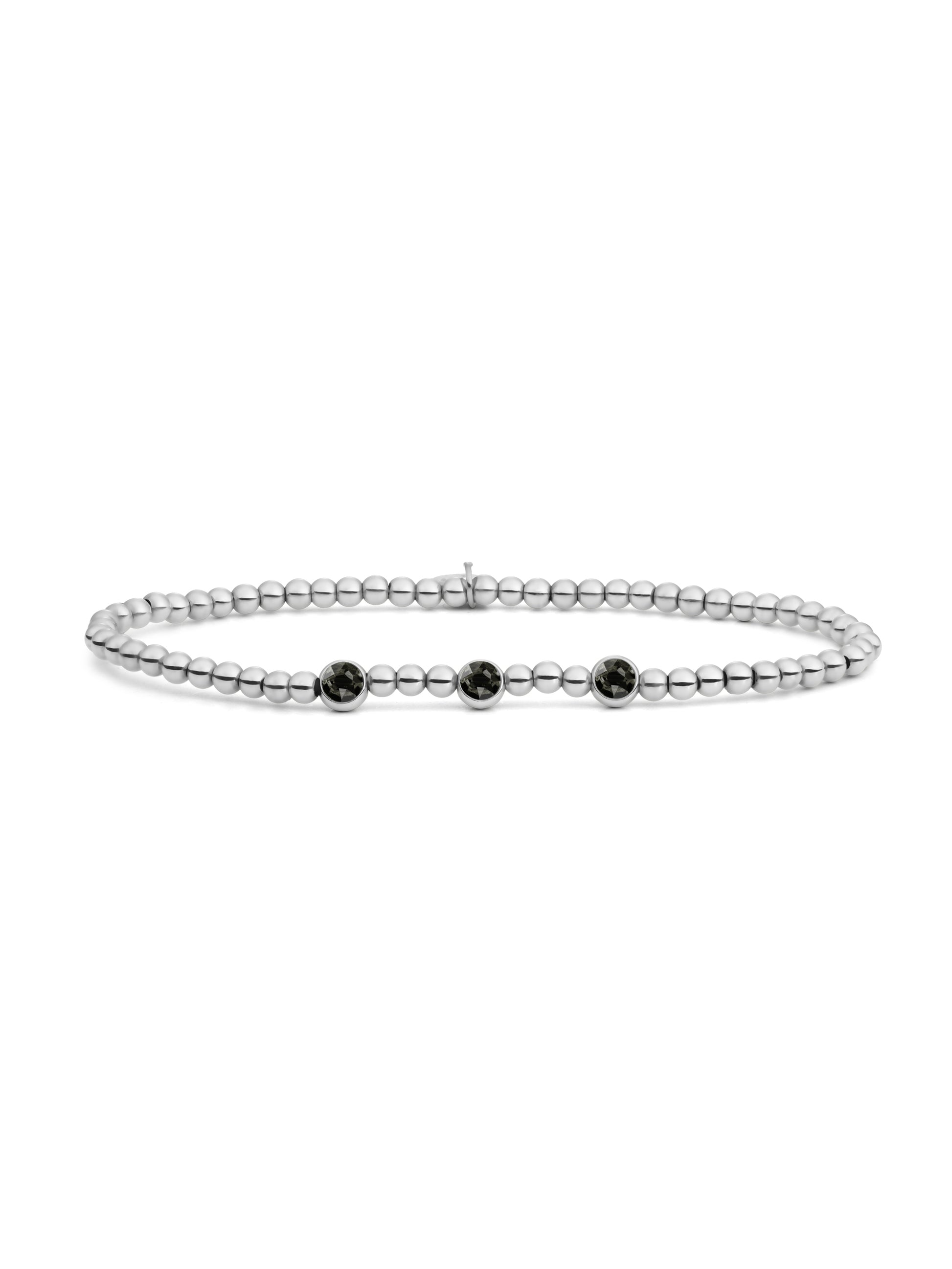 Zirconia Armband Zwart - Rhodium Plated