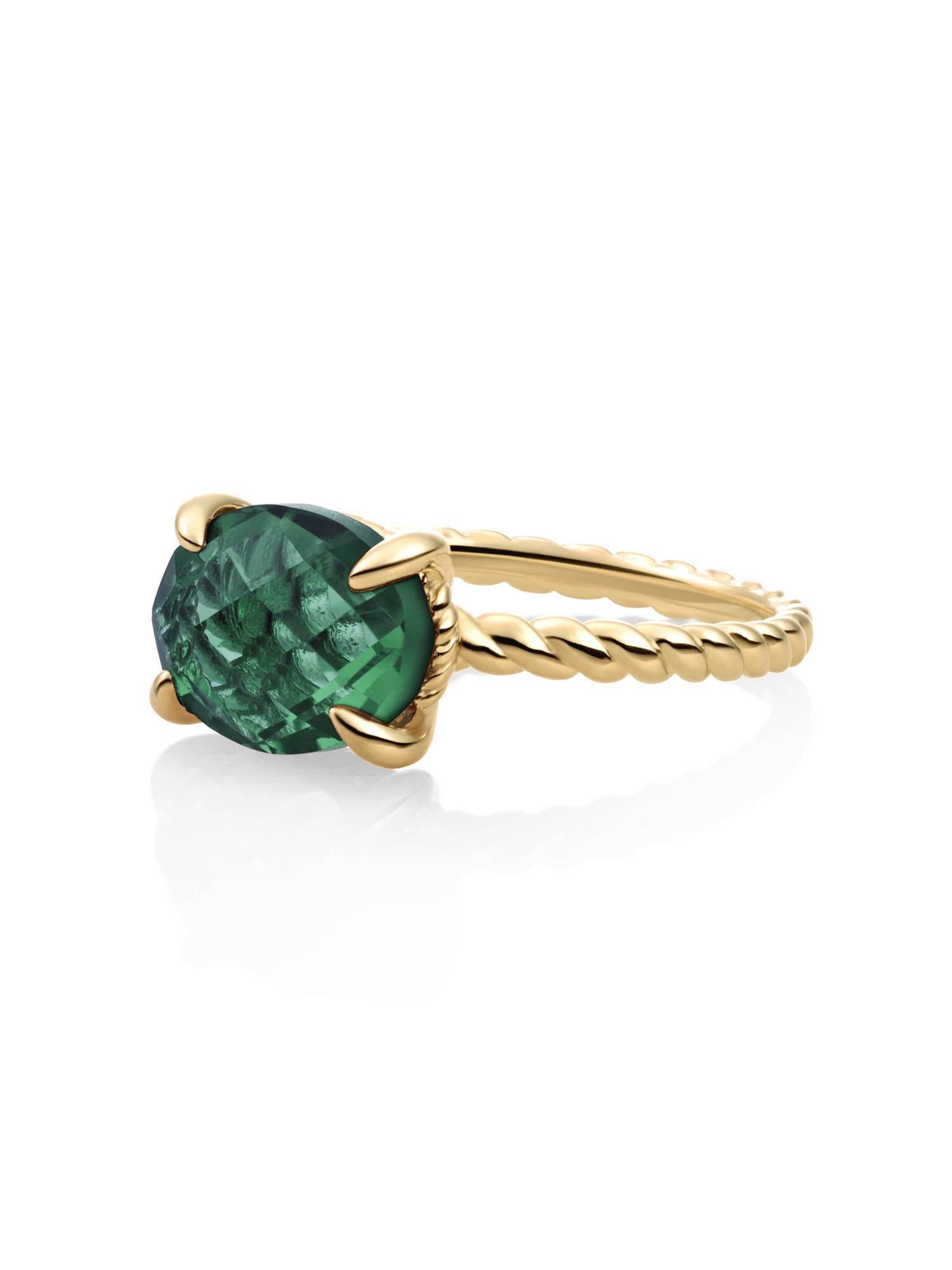 Twist Ring Petrol Green Quartz 9K Goud - 54