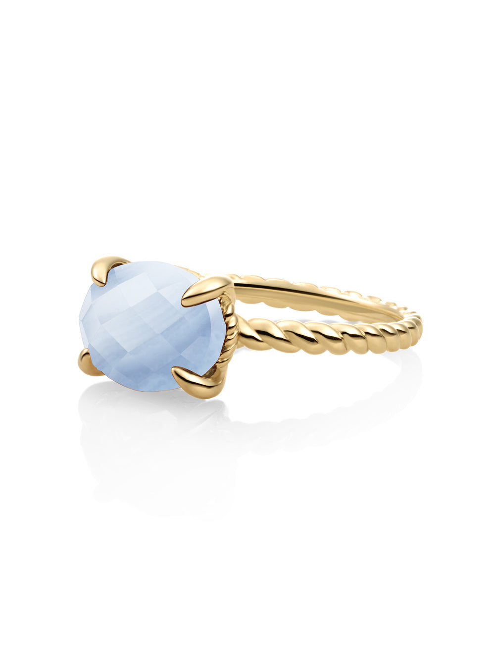 Twist Ring Blue Lace Agate 9K Goud - 60