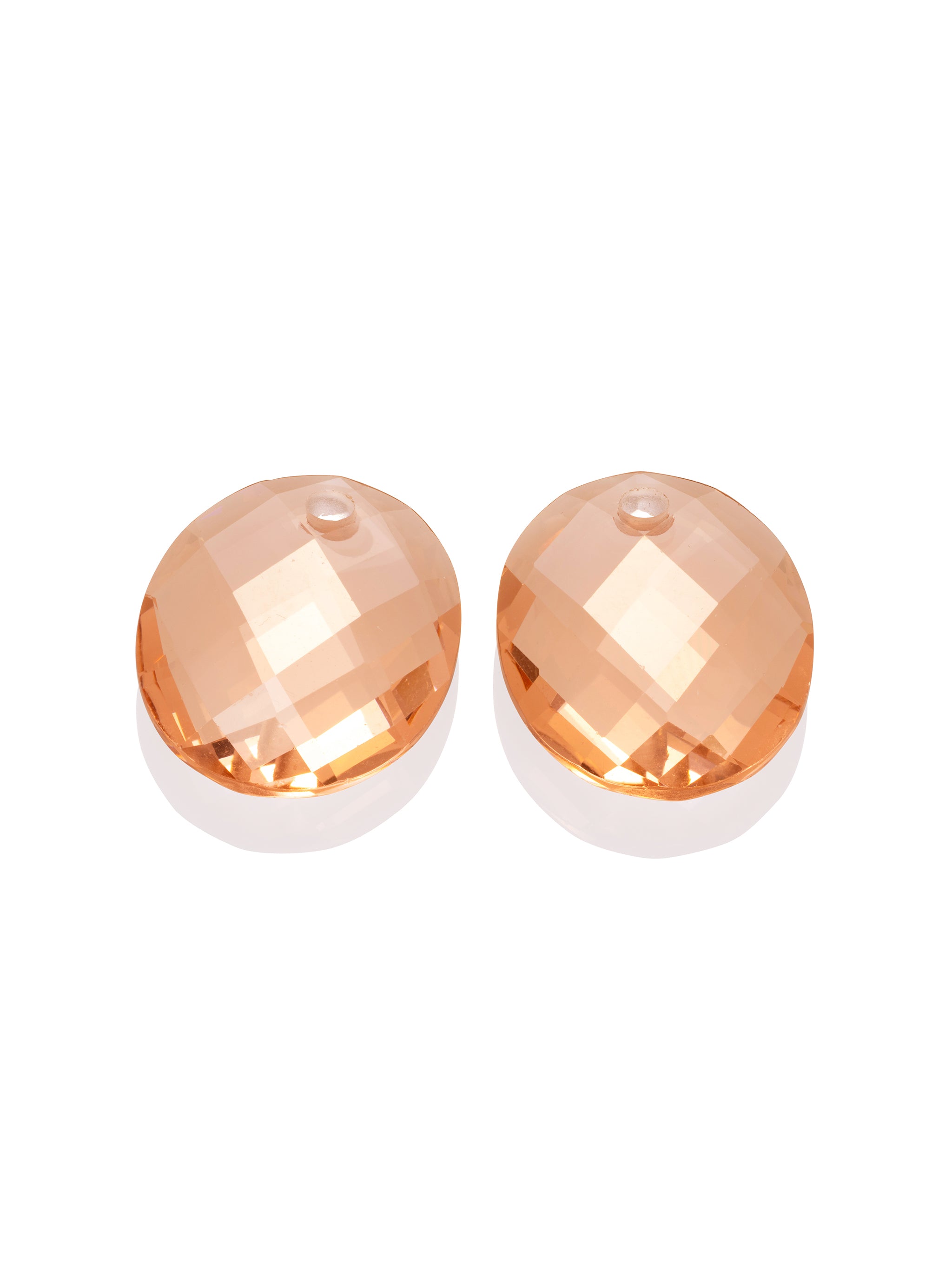 Oorbel Edelstenen Large Oval Champagne Quartz - Oorbel Edelstenen Large Oval Champagne Quartz