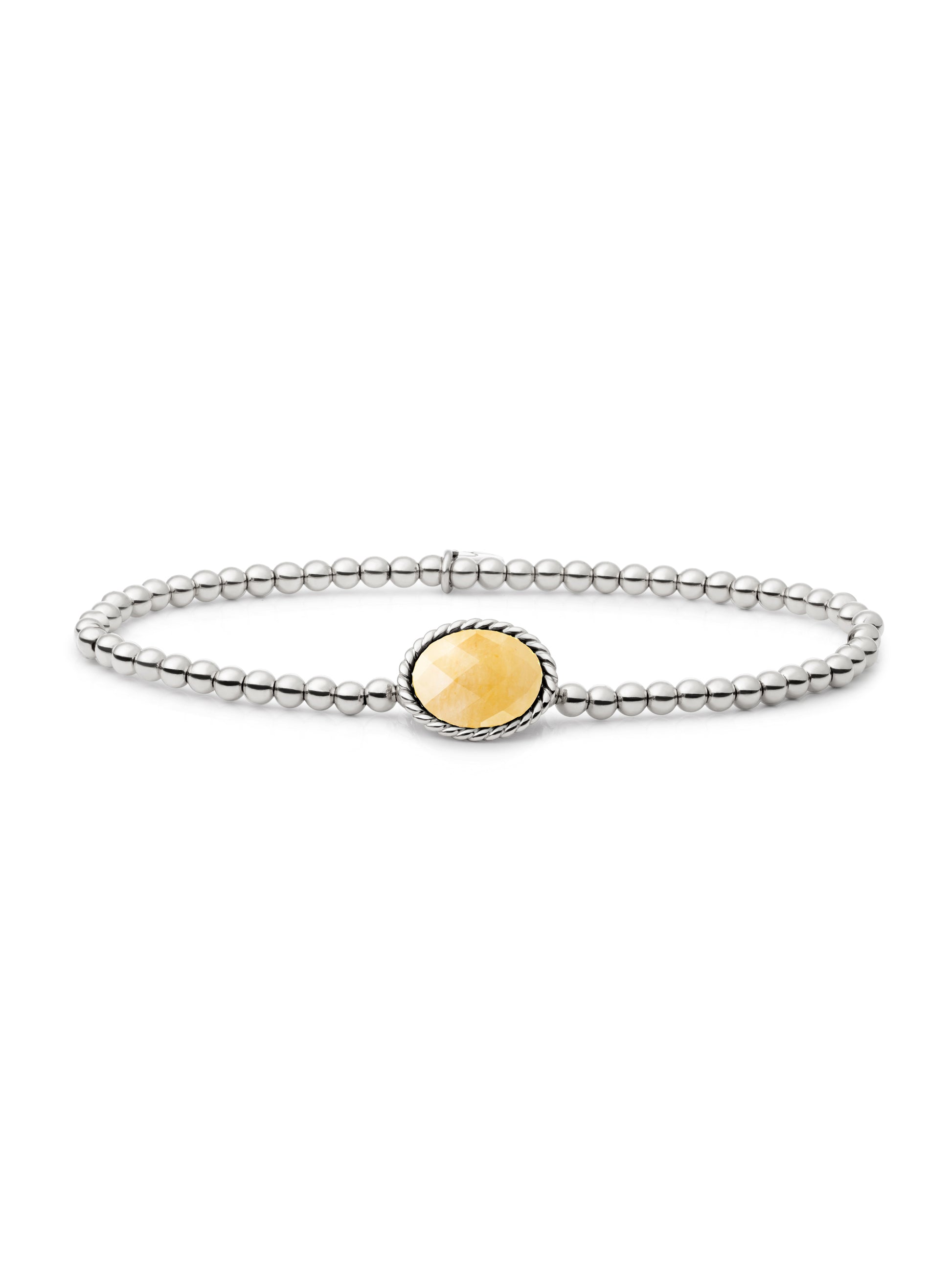 Twist Armband Yellow Jade - Rhodium Plated
