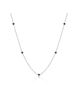 Anchor Chain Ketting Zirconia Zwart - Rhodium Plated