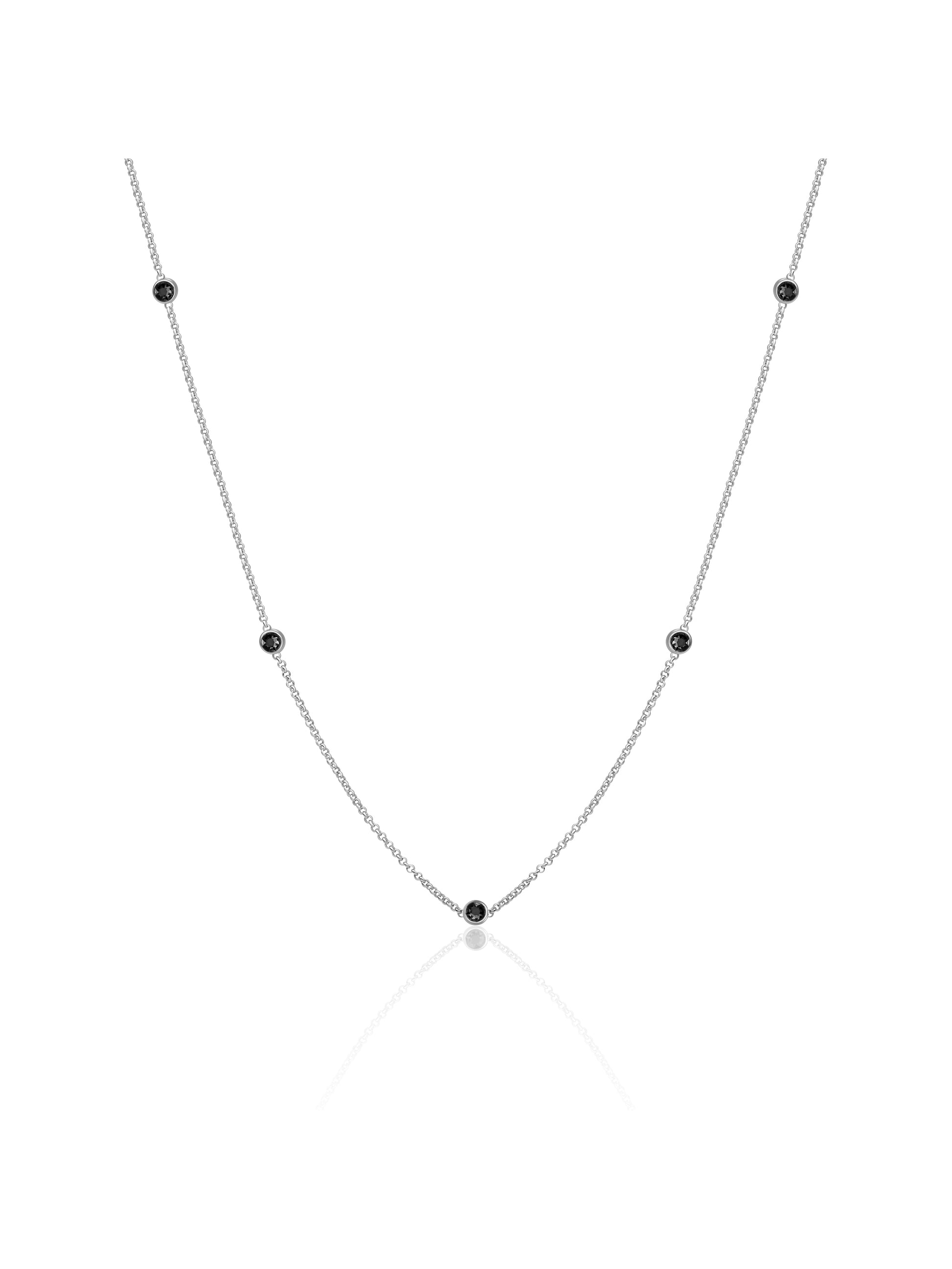 Anchor Chain Ketting Zirconia Zwart - Rhodium Plated