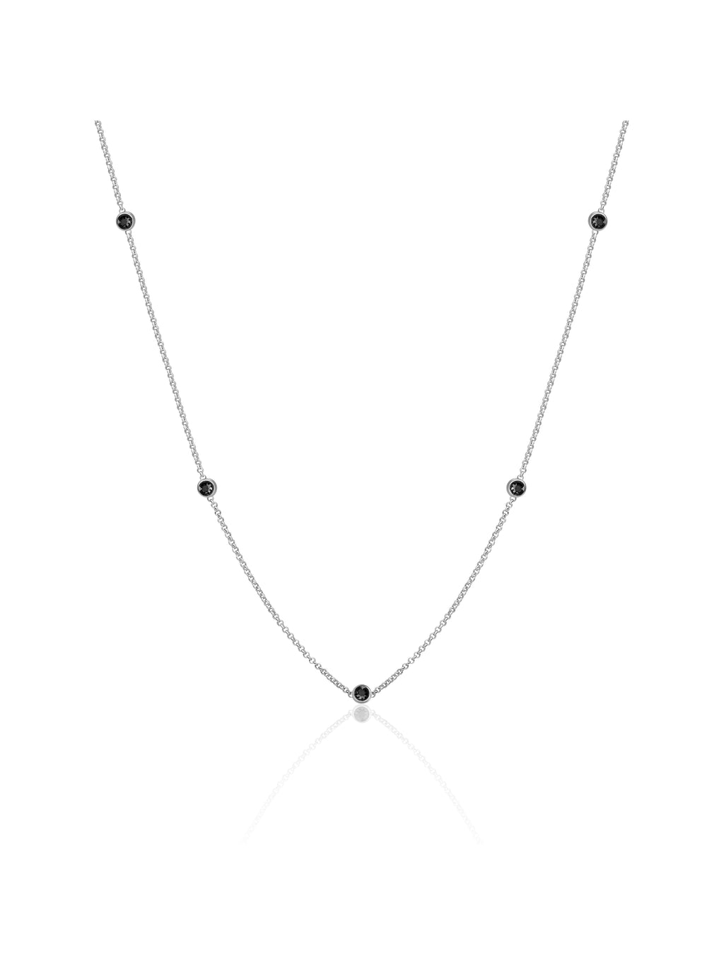 Anchor Chain Ketting Zirconia Zwart - Rhodium Plated