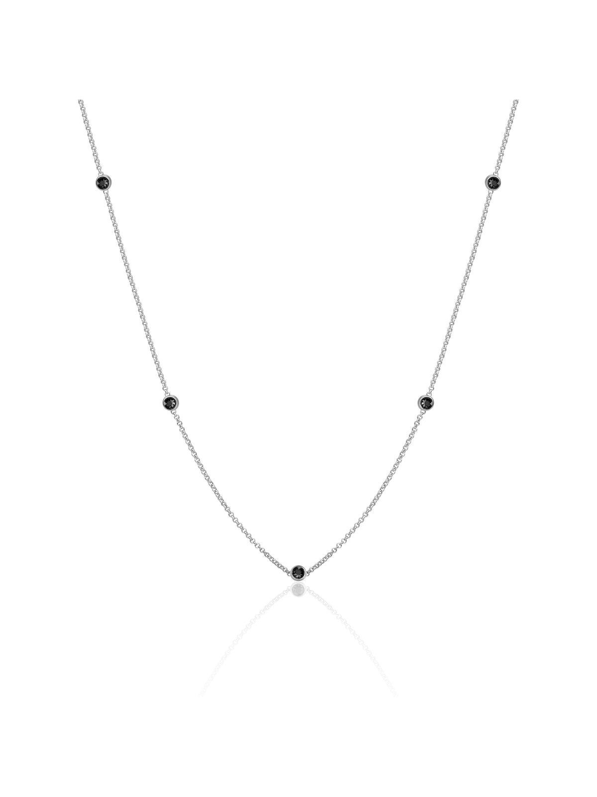 Anchor Chain Ketting Zirconia Zwart - Rhodium Plated