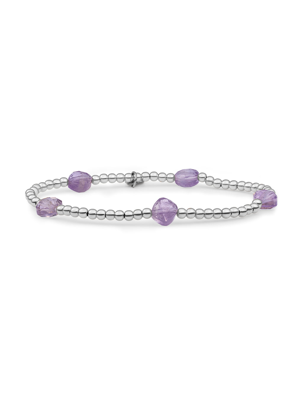 Cushion Cut Armband Amethyst - Rhodium Plated