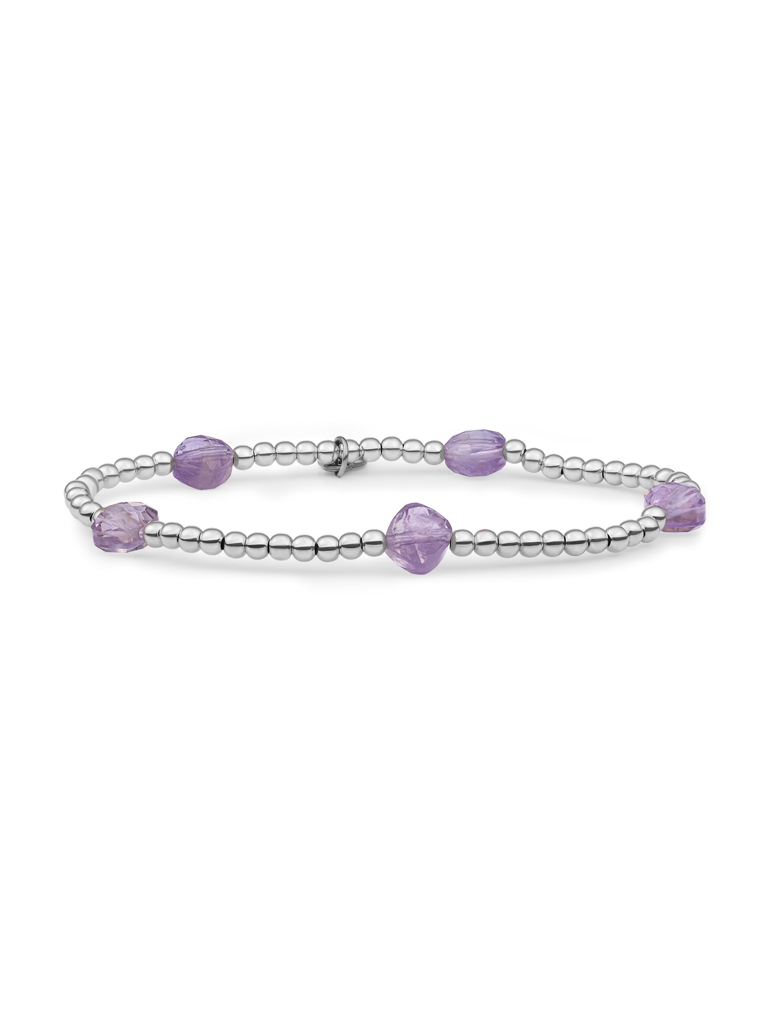 Cushion Cut Armband Amethyst - Rhodium Plated