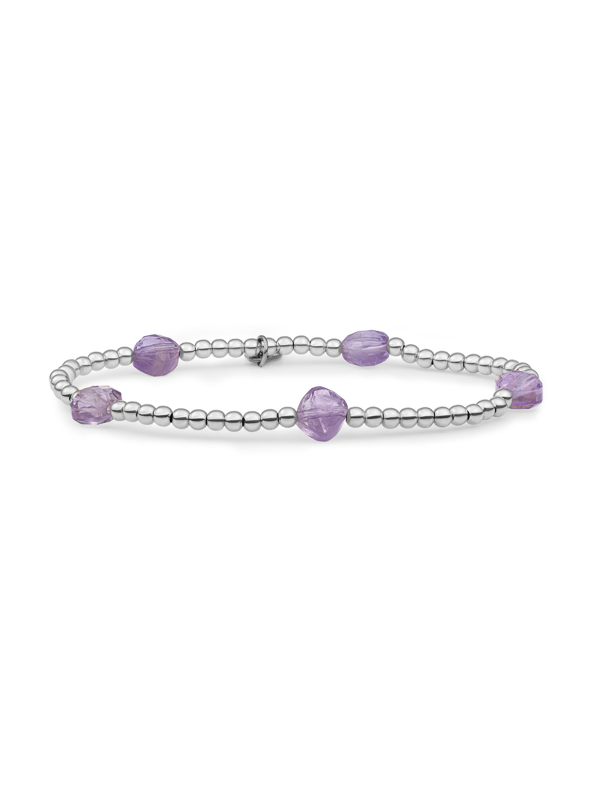 Cushion Cut Armband Amethyst - Rhodium Plated