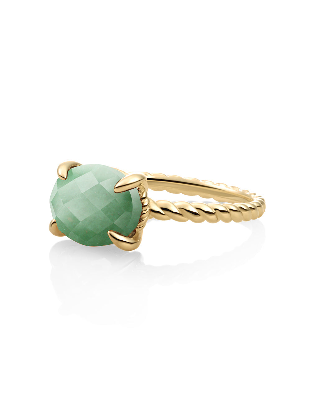 Twist Ring Green Aventurine 9K Goud - 52