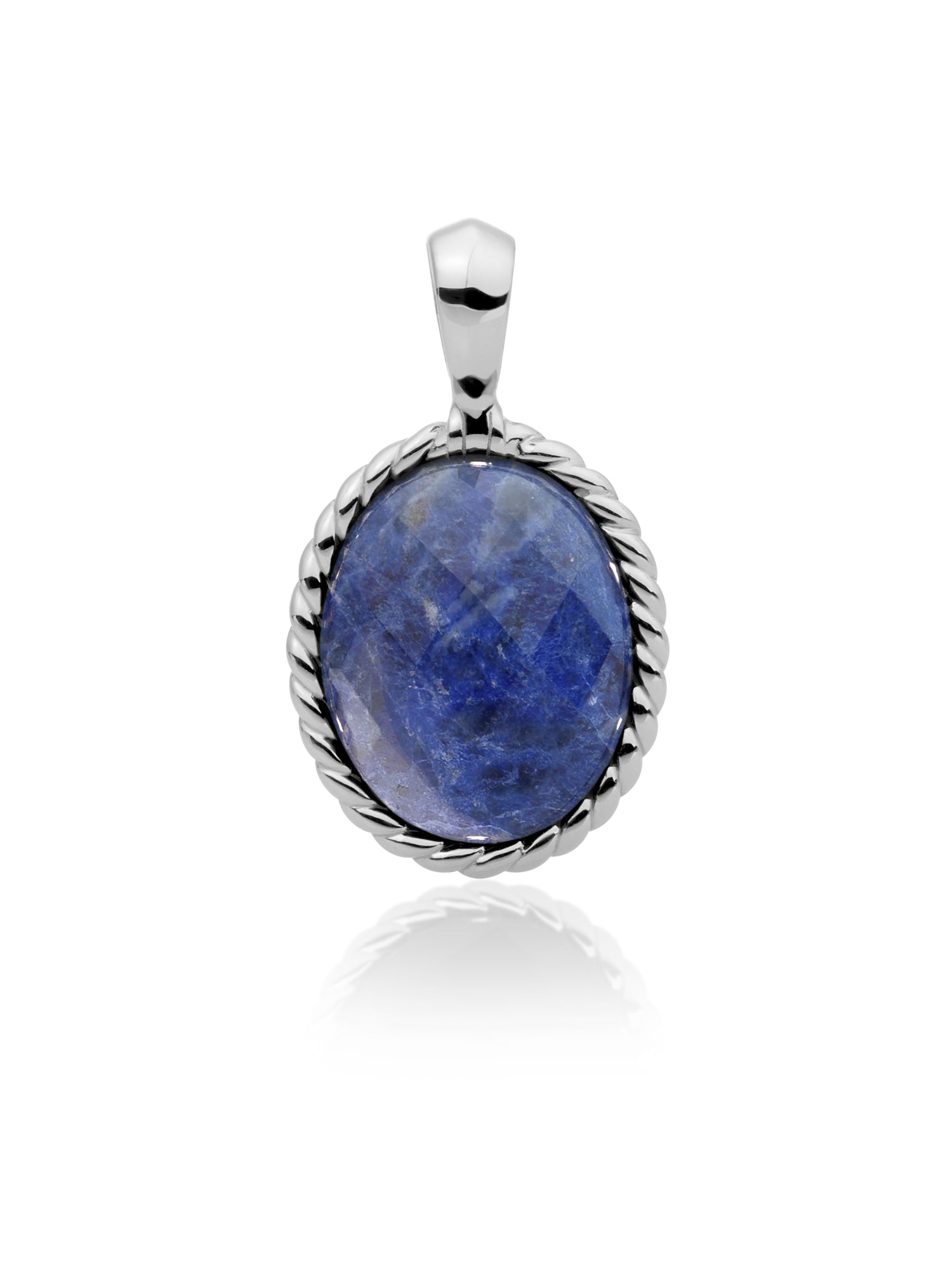 Twist Pendant Sodalite - Rhodium Plated