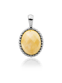 Twist Pendant Yellow Jade - Rhodium Plated