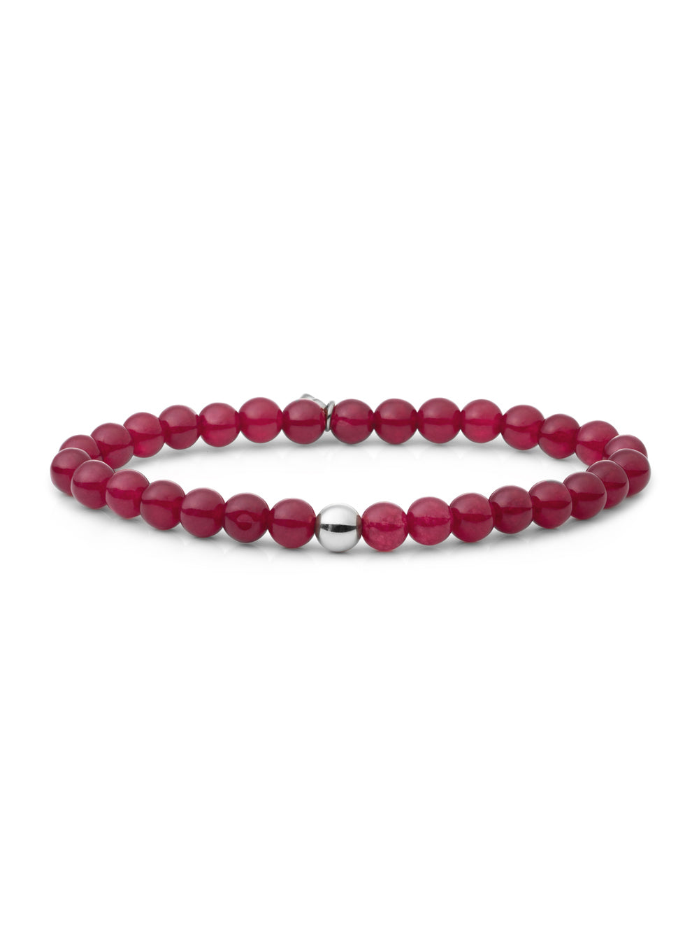 Saturn Armband Large Fuchsia Jade - Rhodium Plated